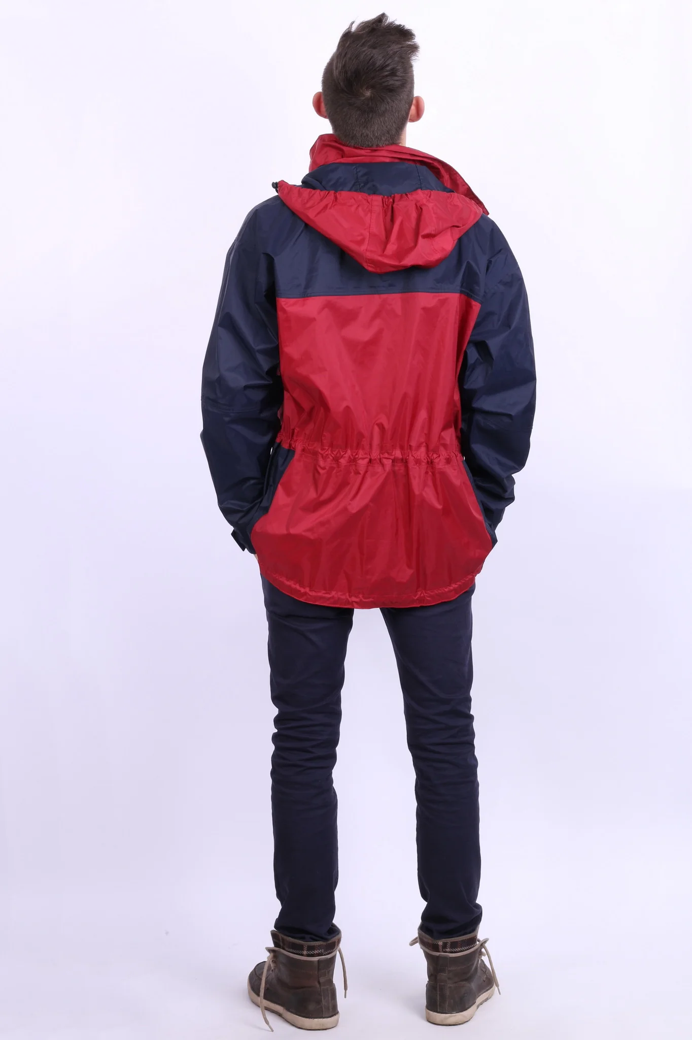 Etirel Mens M Jacket Parka Hood Red Waterproof Nylon Navy Blue Vintage Track Top - Image 9