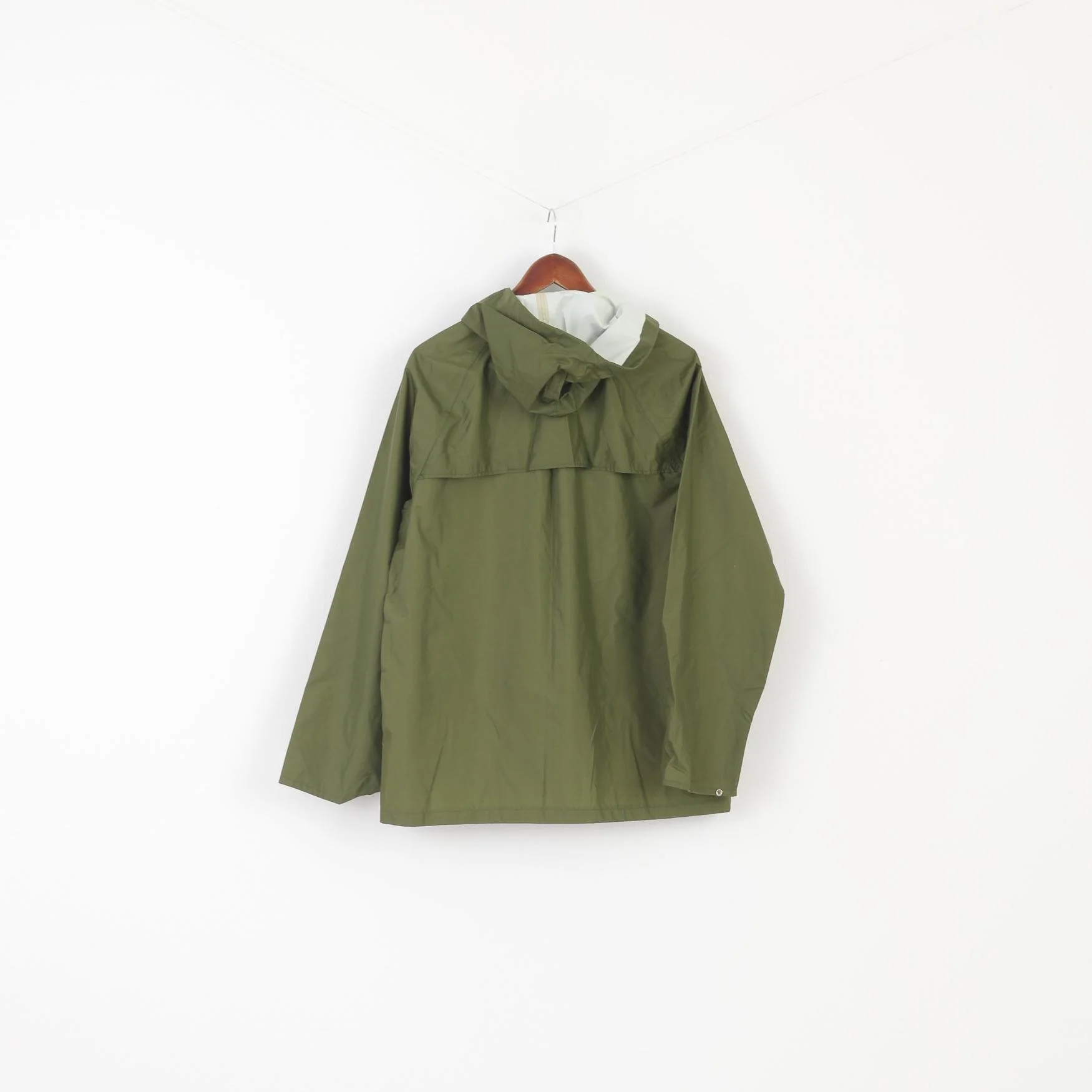 Etirel Rainwear Men S Jacket Green Nylon Waterproof Full Zipper Hooded Top - Image 6