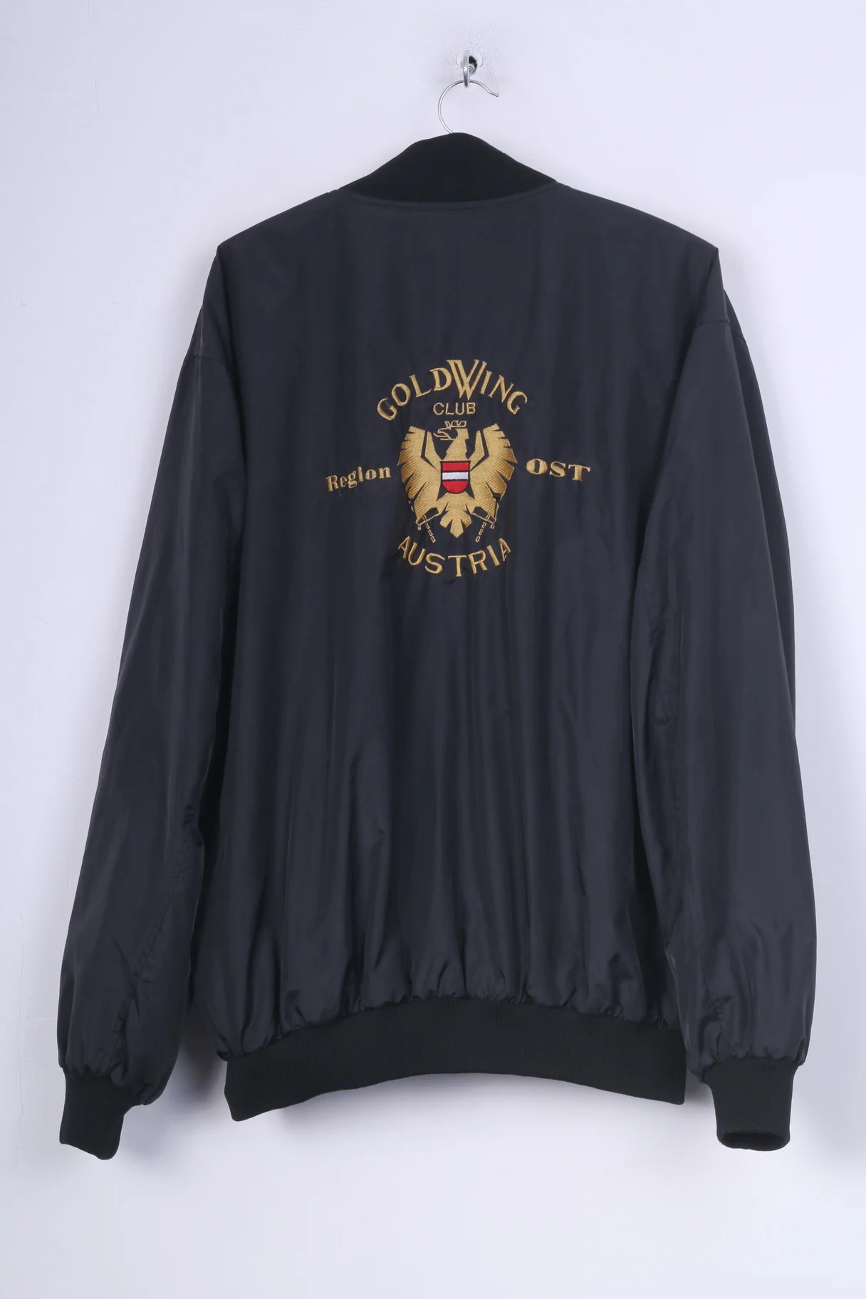 Excalibur Goldwing Club Austria Mens 2XL Bomber Jacket Black Full Zipper Sportswear Region Ost Vintage - Image 7