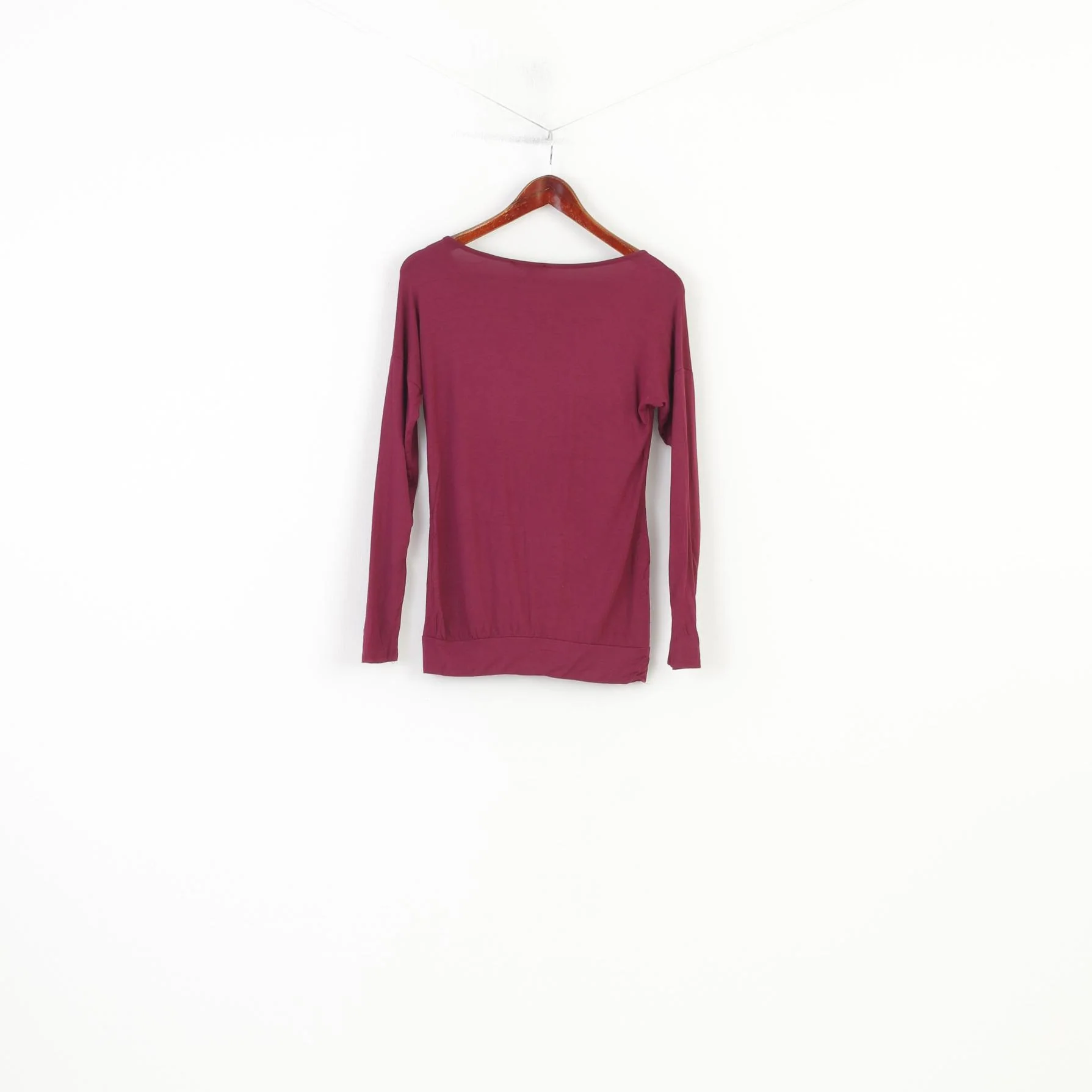 F De La Passion Women S  Shirt Long Sleeve Maroon Purple Elastic Crew Neck Graphic Top - Image 6