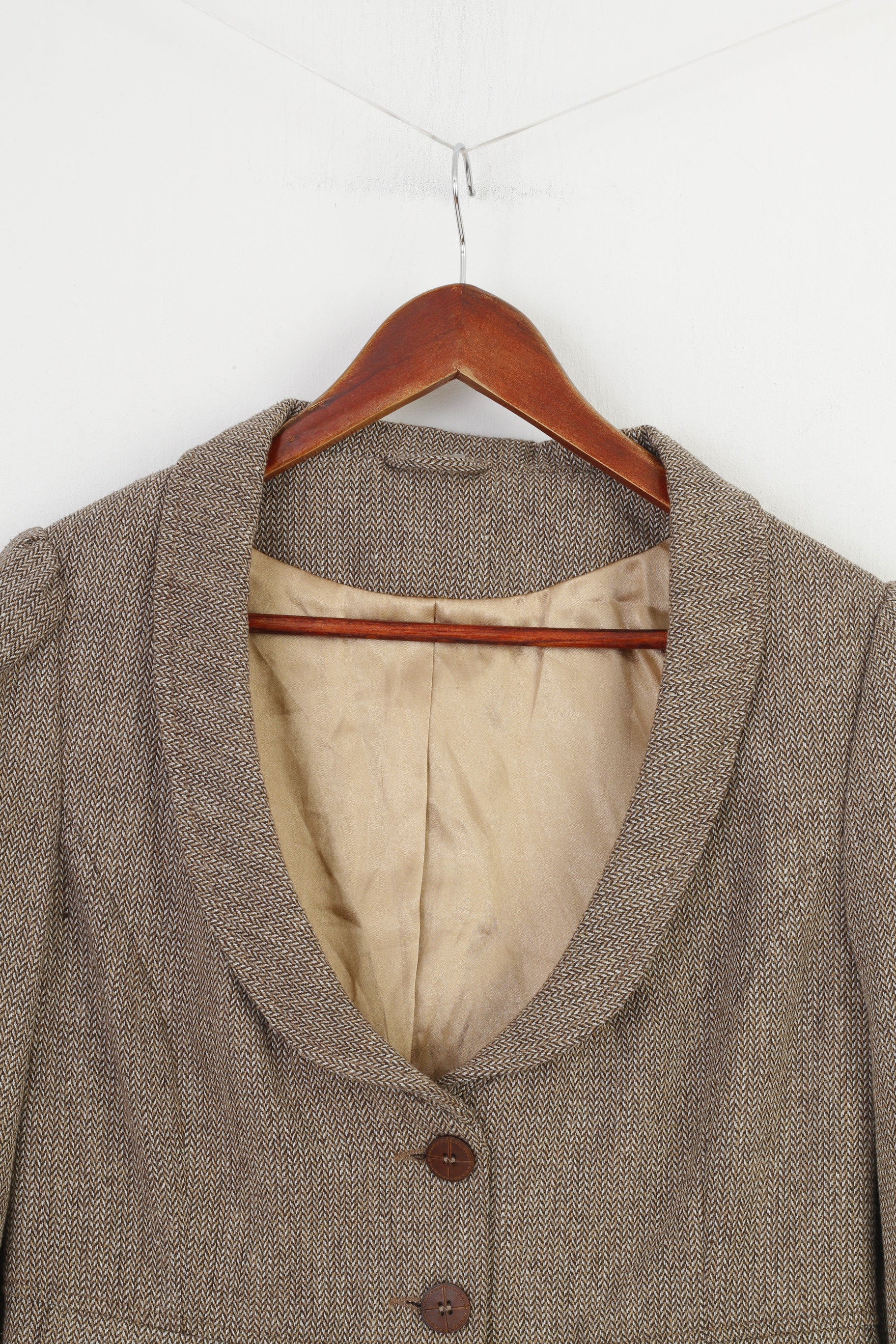 F&F Woman 16 Jacket Brown Buttons Collar Short Decorative Pockets Top - Image 2