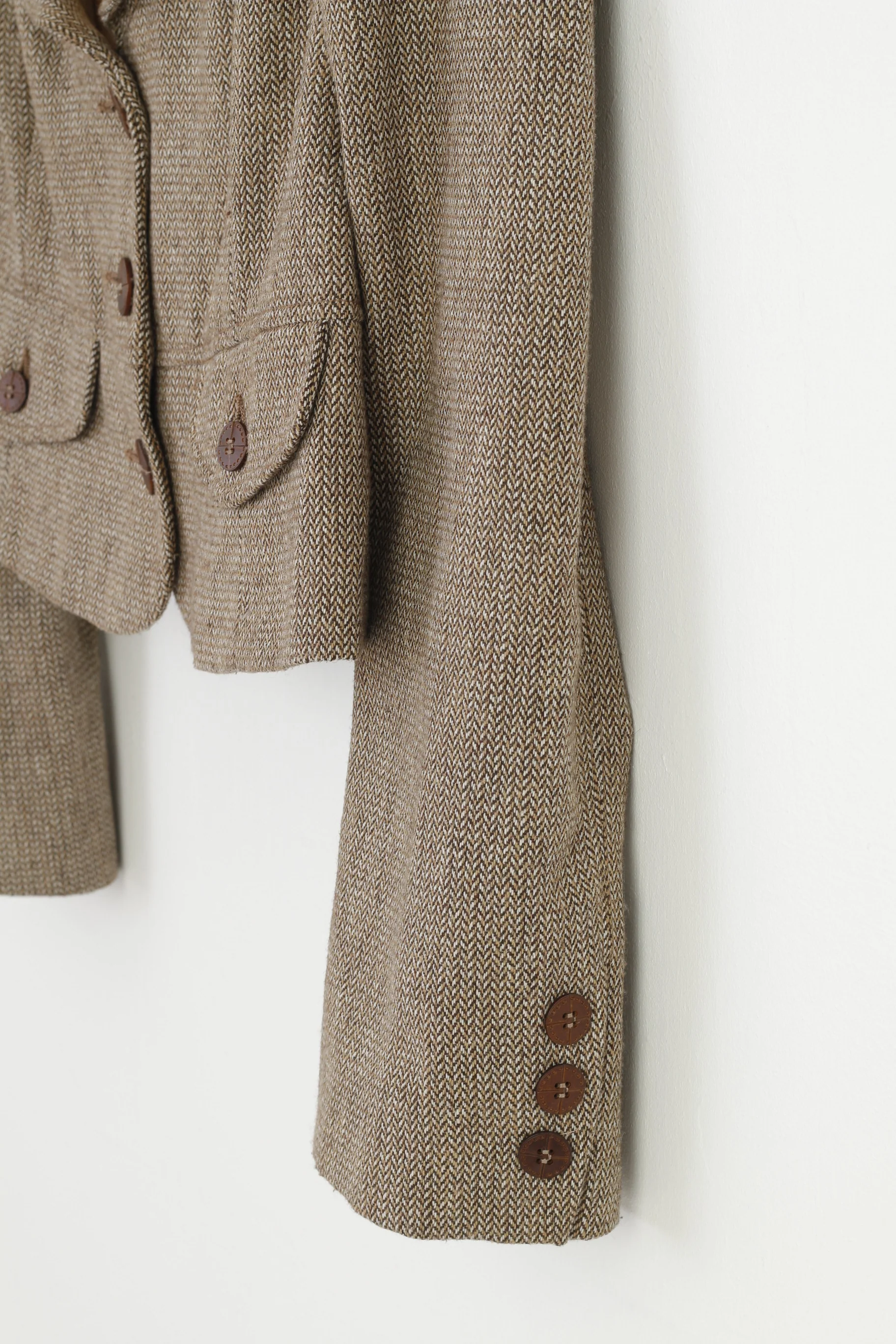 F&F Woman 16 Jacket Brown Buttons Collar Short Decorative Pockets Top - Image 3