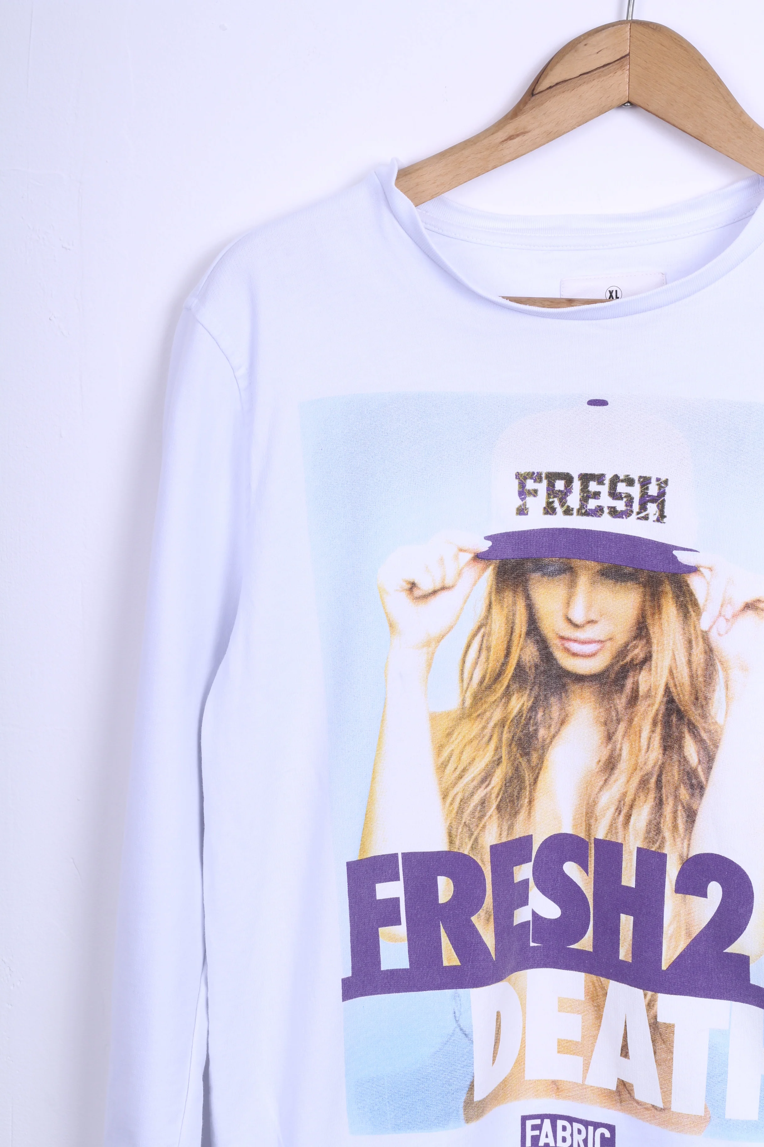 FABRIC Womens XL Sweatshirt Jumper White Fresh2 Death Cotton - Image 2