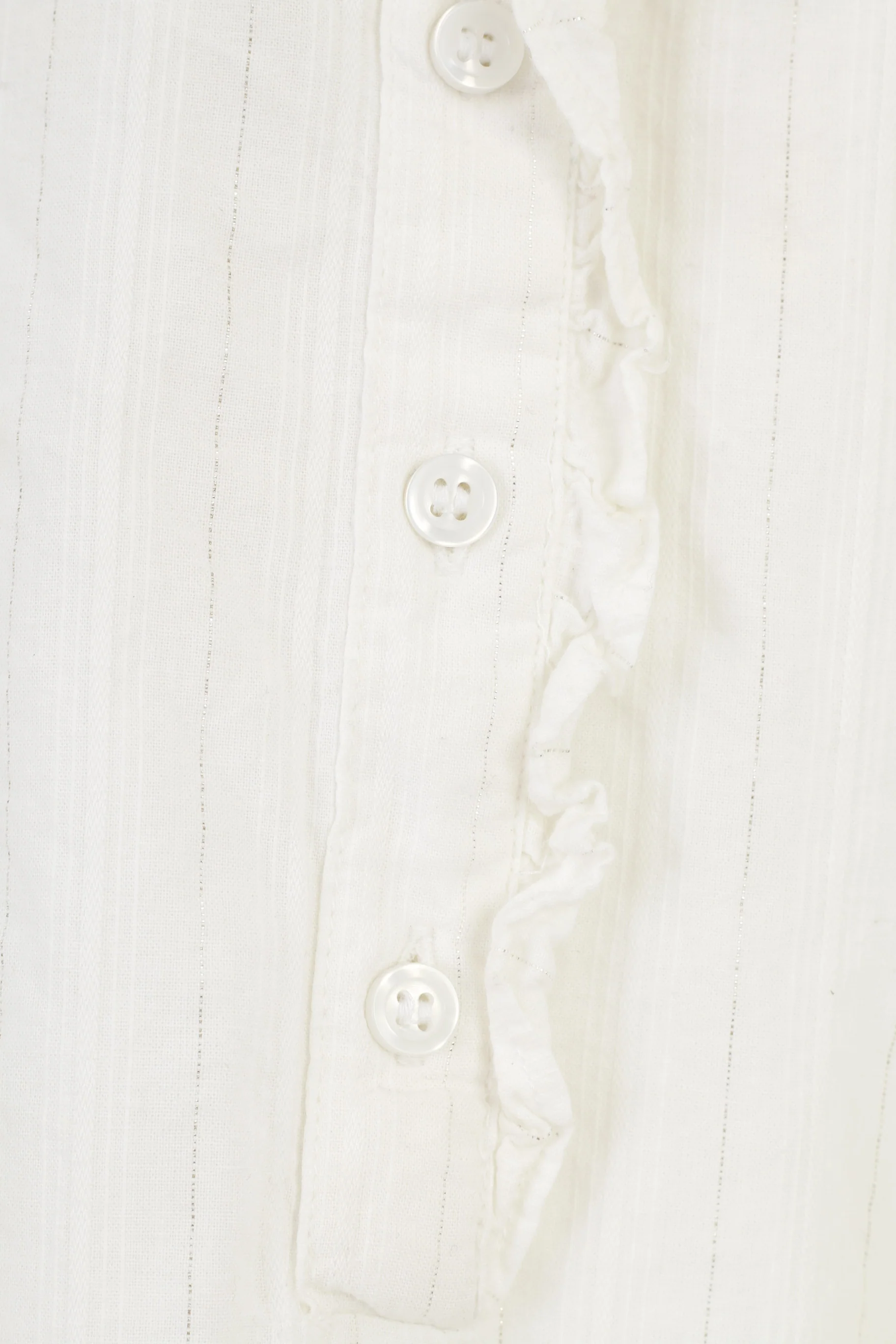 Faded Glory Women M Casual Shirt Blouse Cotton White Shiny Bottoms Vintage Frills Top - Image 4