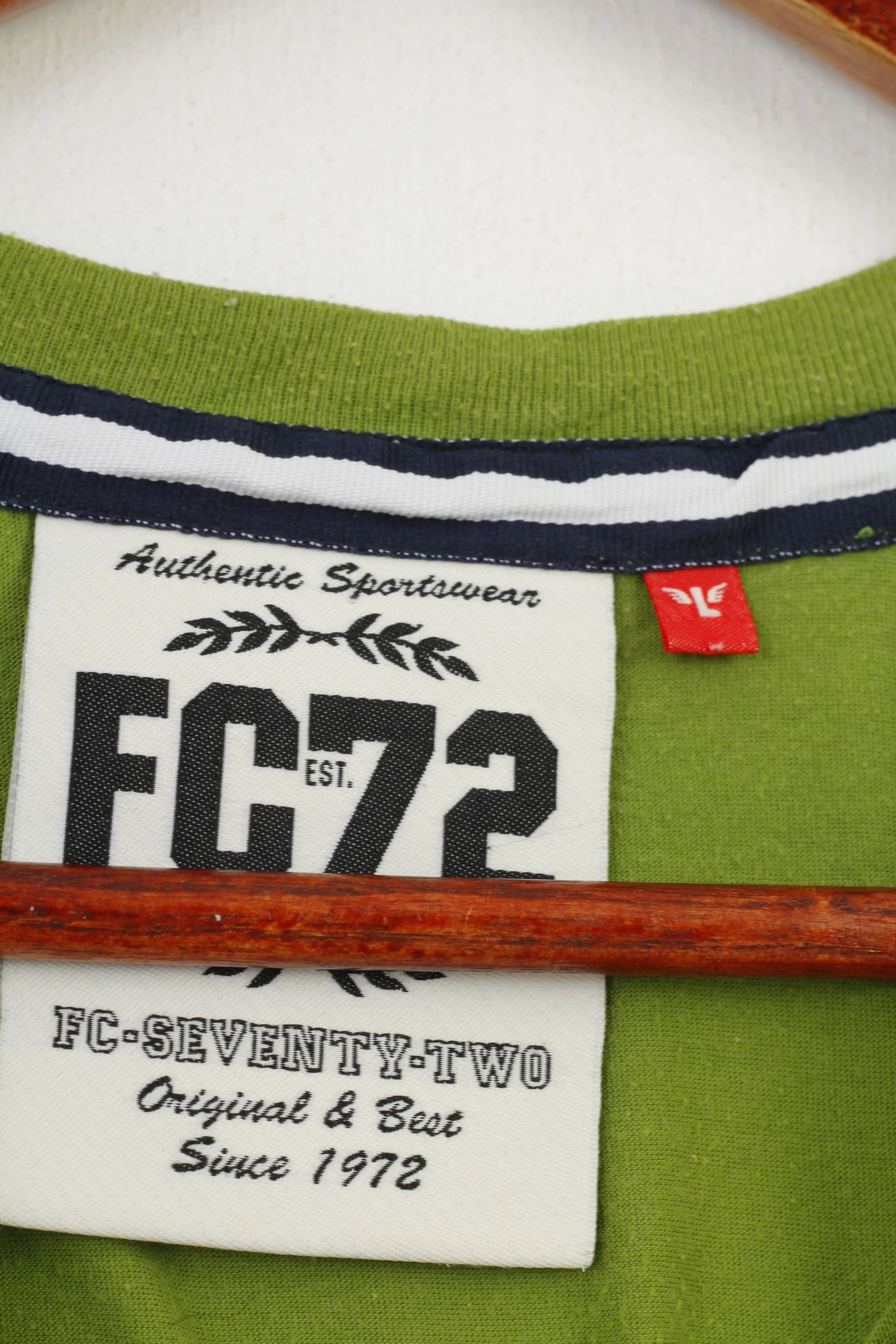 FC Seventy Two Men L T- Shirt Green Vintage Cotton Graphic 72 Classic Crew Neck Top - Image 4