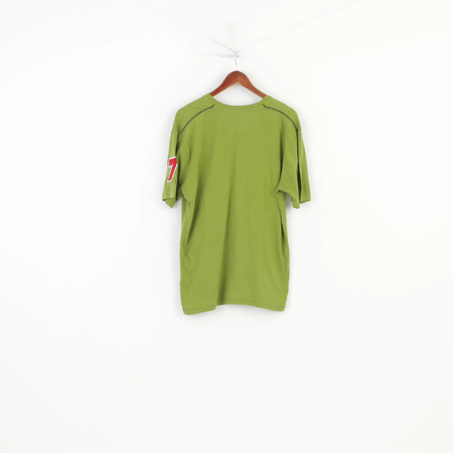 FC Seventy Two Men L T- Shirt Green Vintage Cotton Graphic 72 Classic Crew Neck Top - Image 6