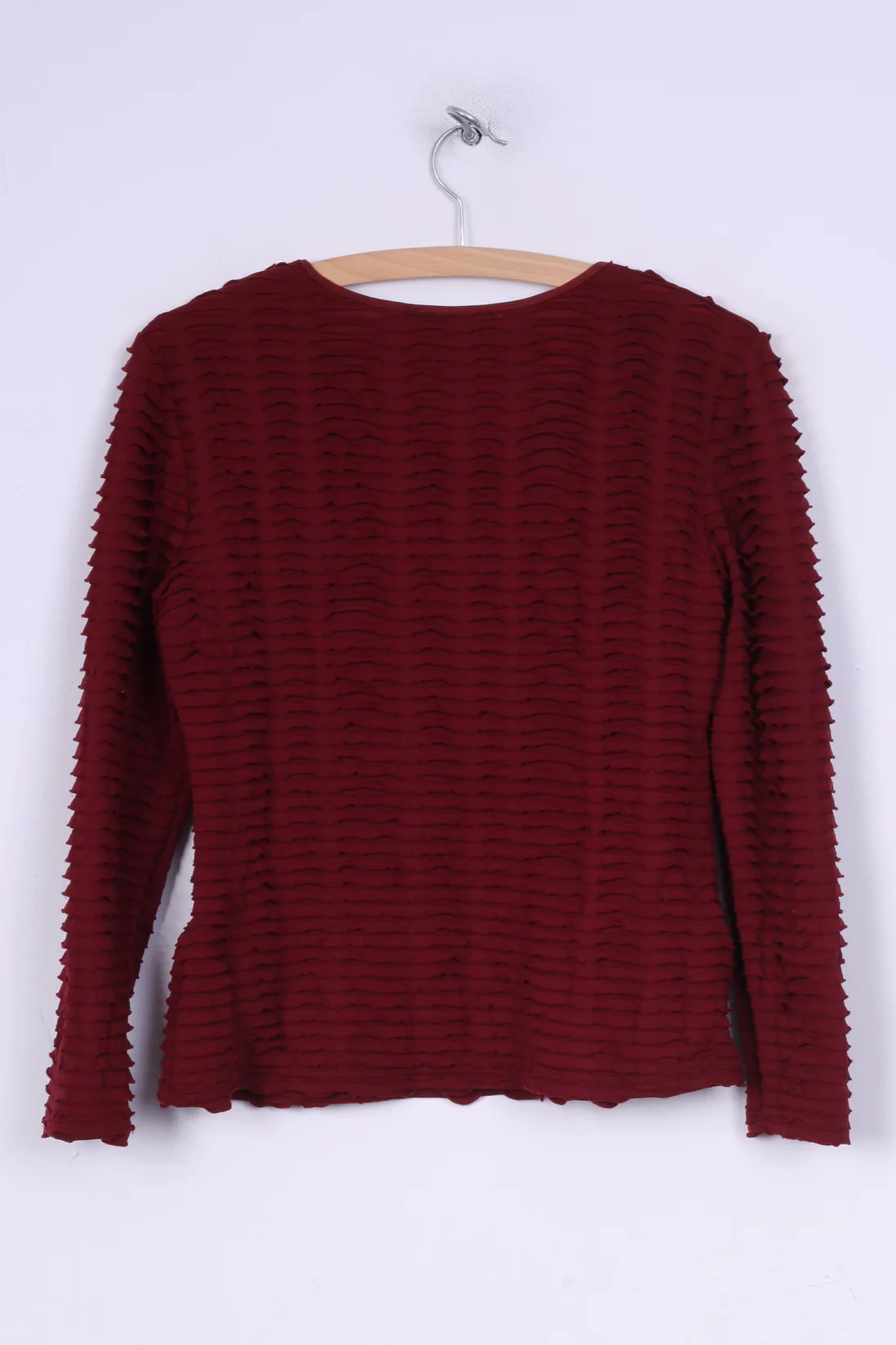 Fellow Womens M Shirt Long Sleeve Maroon Motia Crew Neck Vintage - Image 5