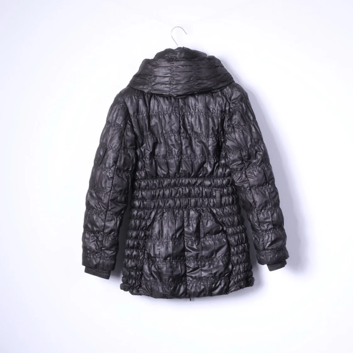 Feyem Women M (S) Down Jacket Black Long Full Zipper Quilted Made in Italy - Image 14