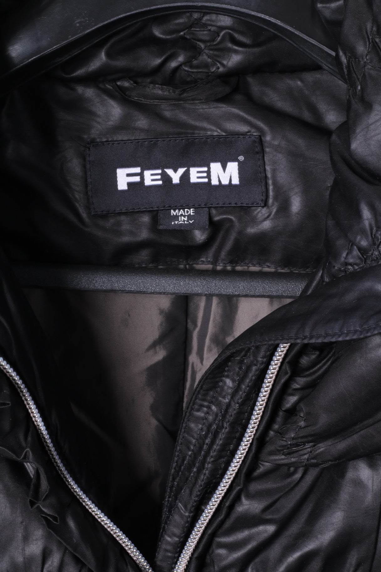 Feyem Women M (S) Down Jacket Black Long Full Zipper Quilted Made in Italy - Image 8