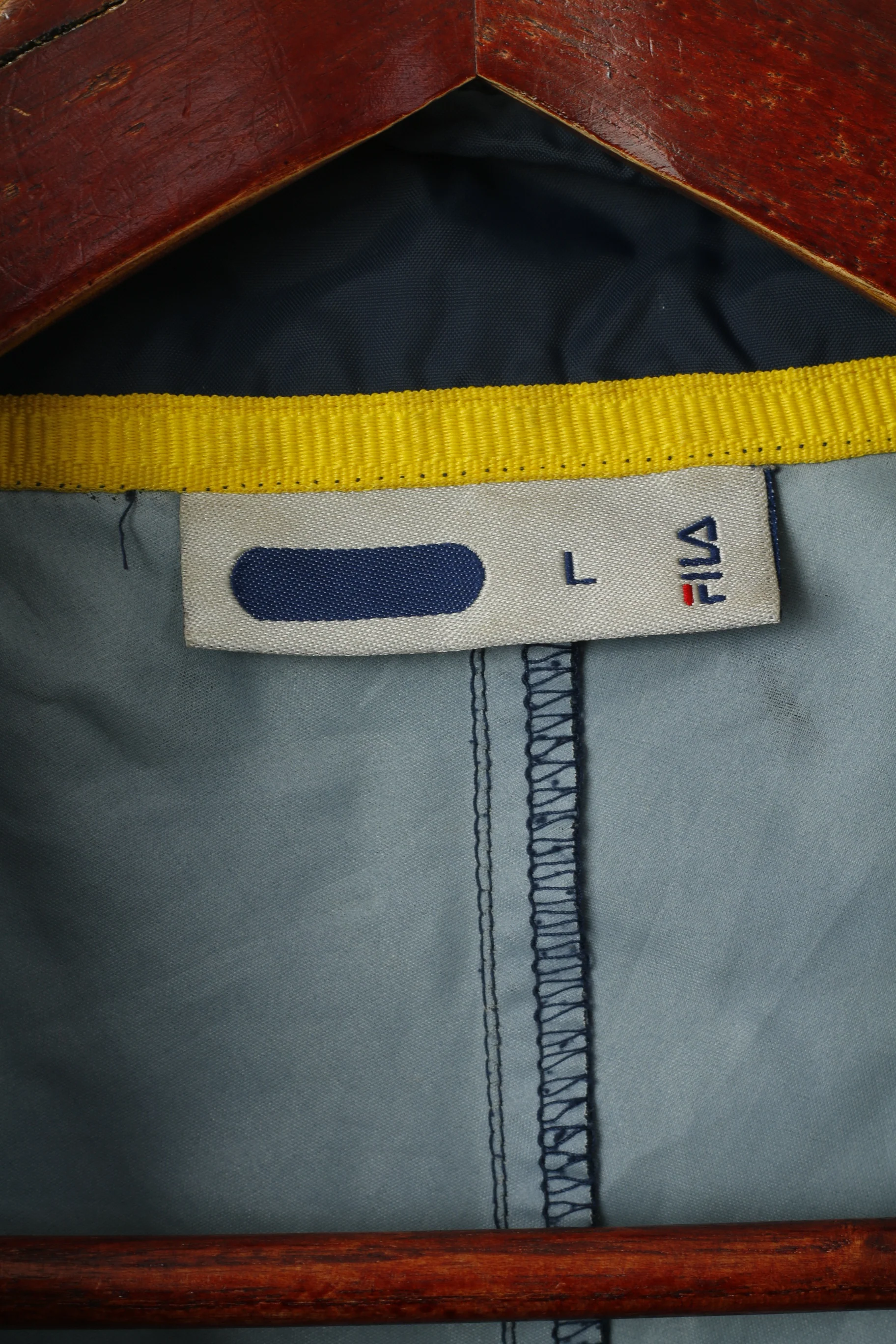 Fila Men L Jacket Navy Nylon Waterproof Vintage Full Zipper Sportswear Top - Image 5