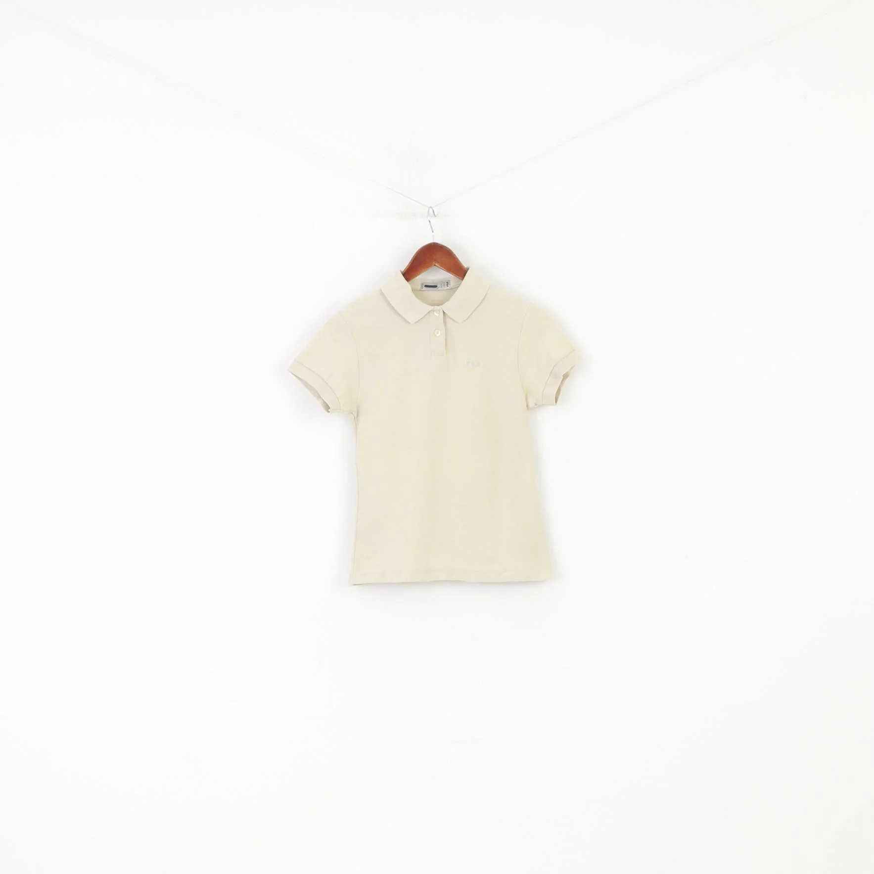 Fila Woman S (XS) Polo Shirt Beige Collar Cotton Sport Short Sleeve Top