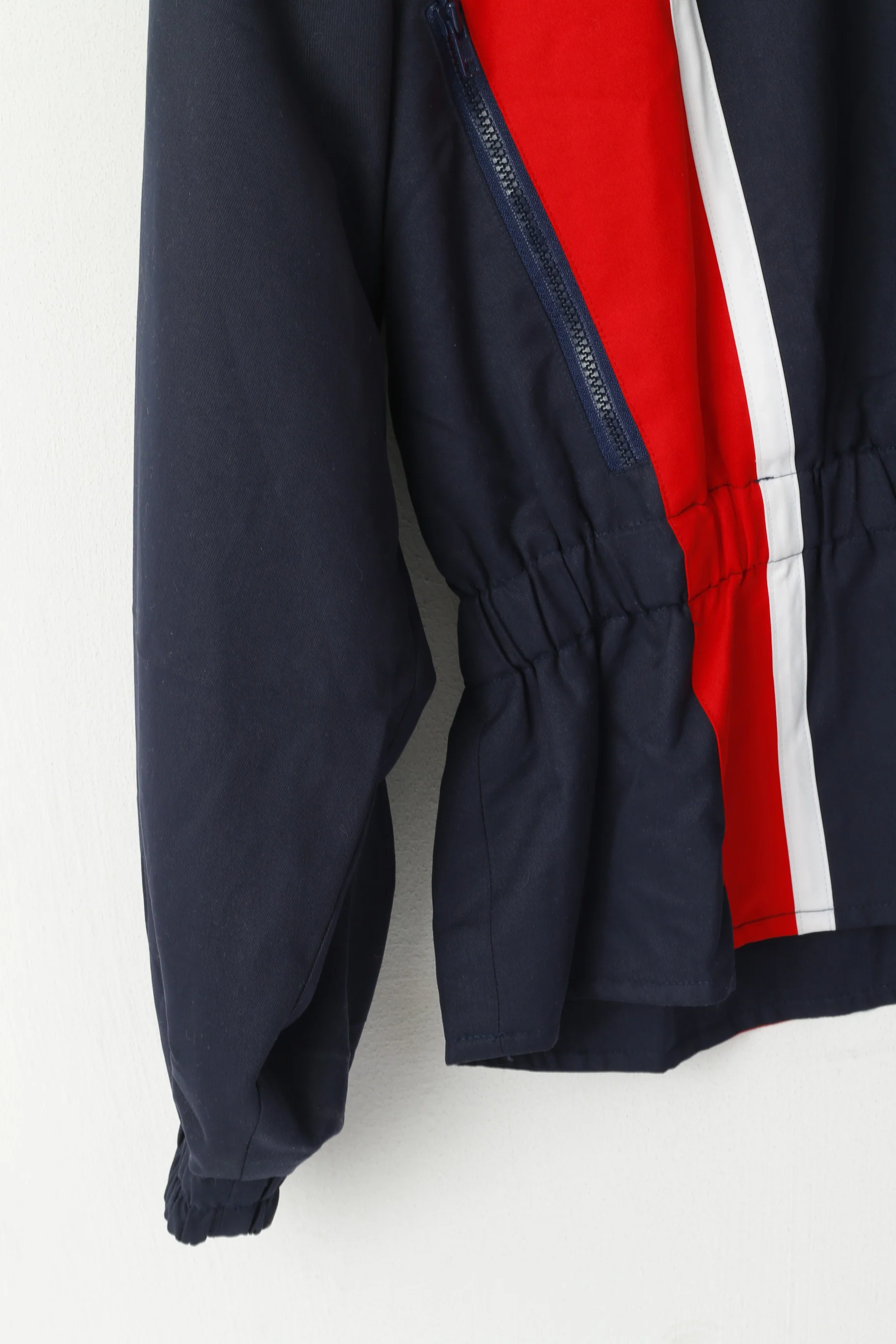 FILA Women L (M) Jacket Vintage Navy Full Zipper Waistband Retro Lightweight Top - Image 4