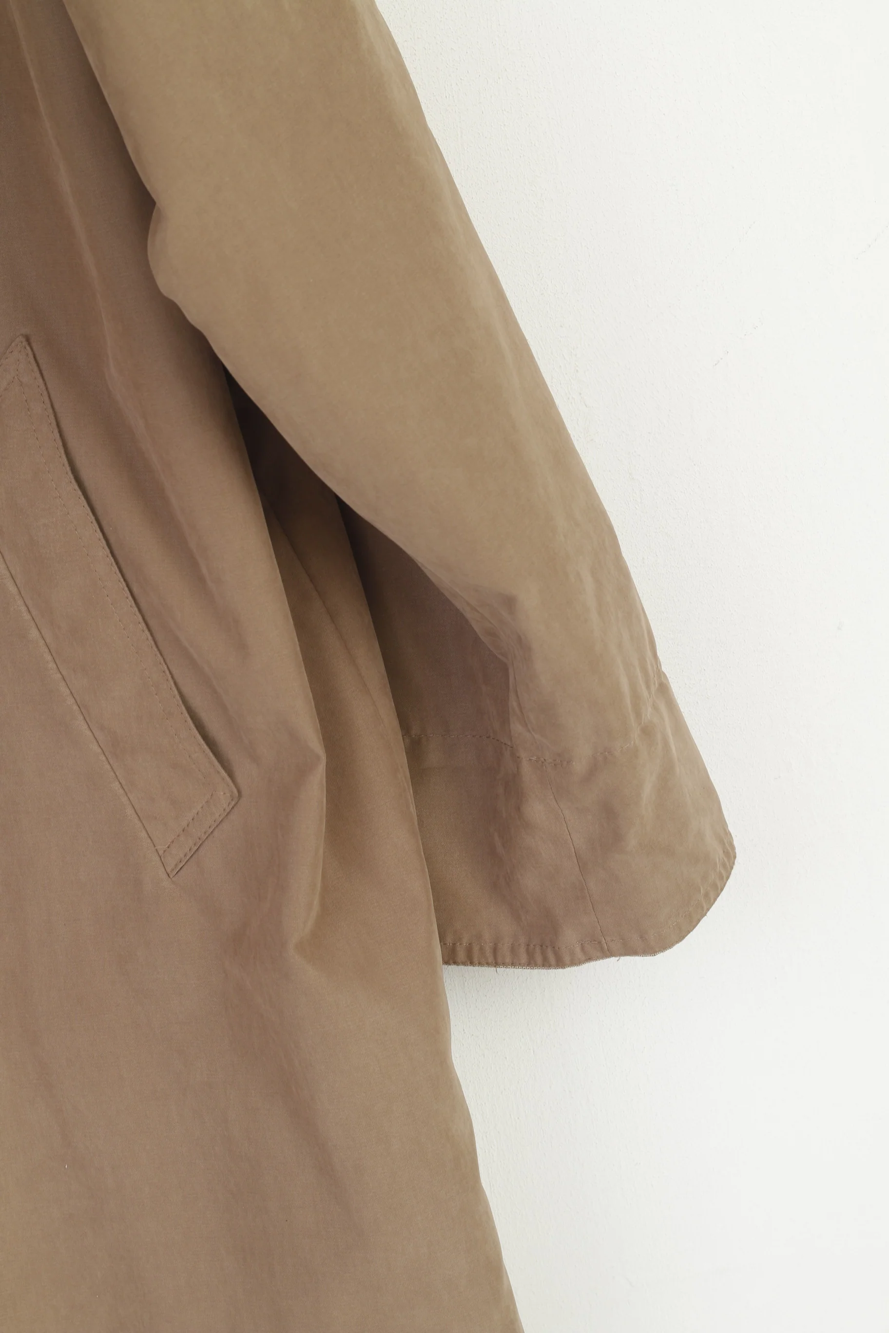 Finn-Flare Collection Women 40 L Coat Taupe Zip Up Shoulder Pads Retro Single Breasted Top - Image 4
