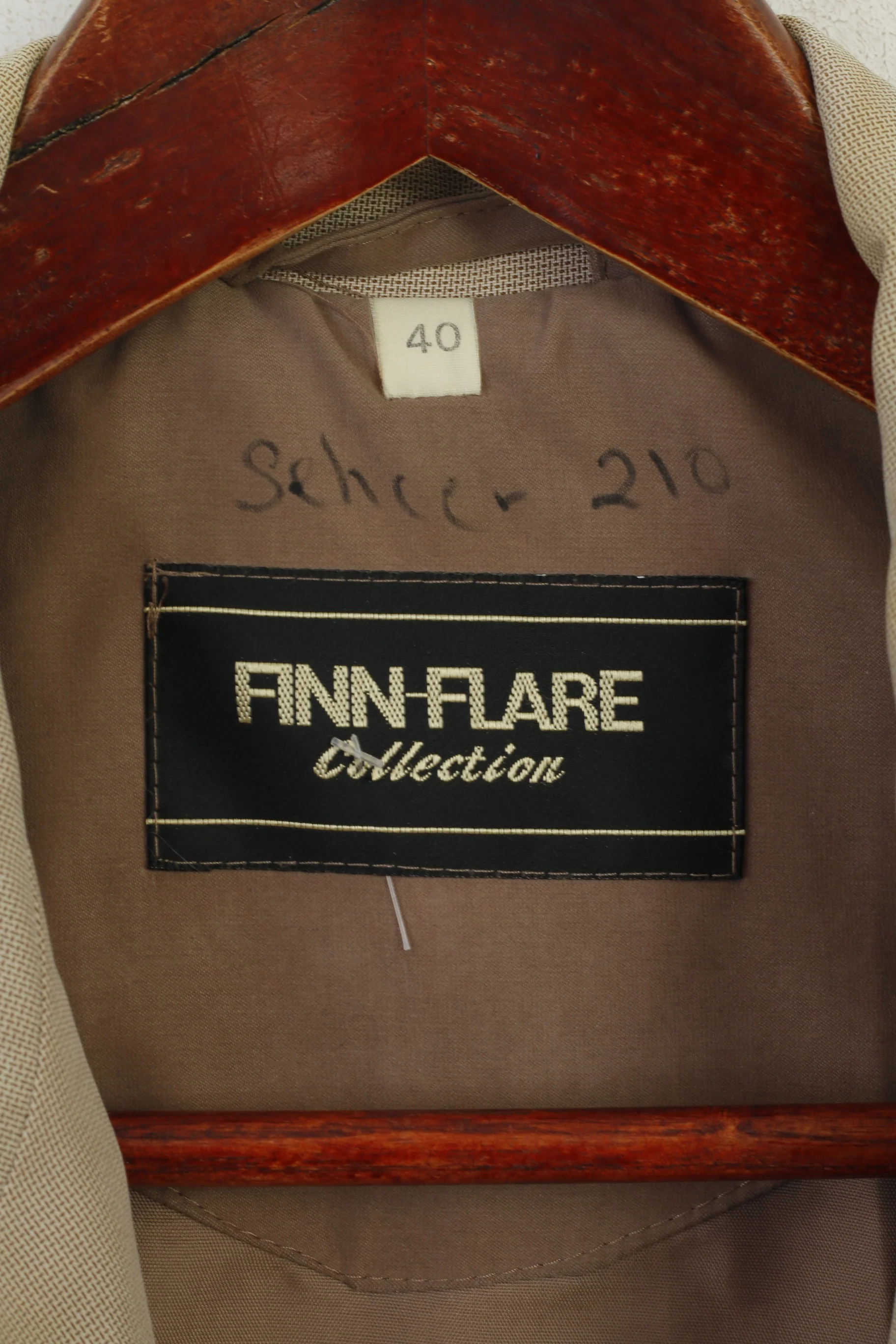 Finn-Flare Collection Women 40 L Coat Taupe Zip Up Shoulder Pads Retro Single Breasted Top - Image 5