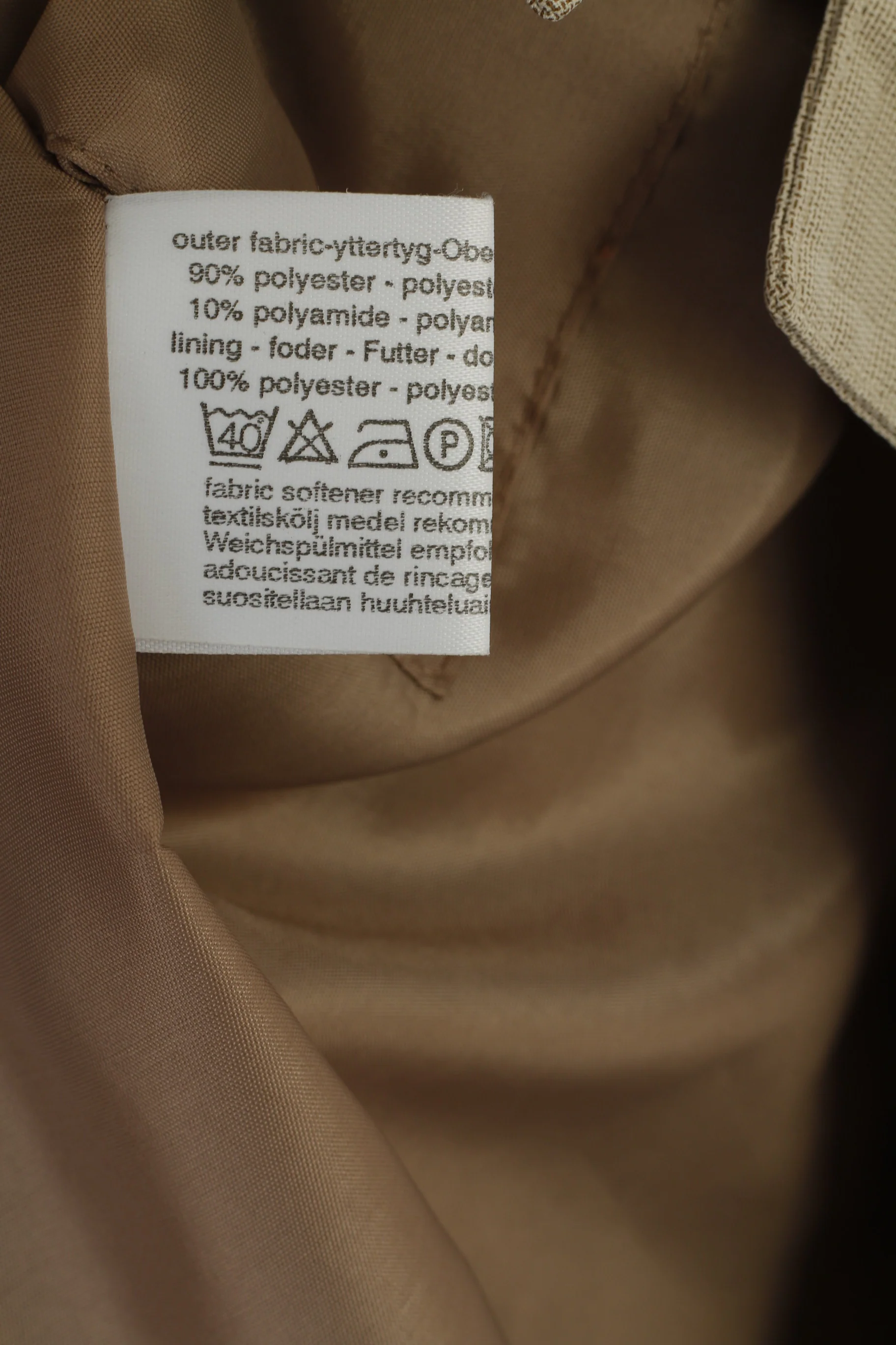 Finn-Flare Collection Women 40 L Coat Taupe Zip Up Shoulder Pads Retro Single Breasted Top - Image 7