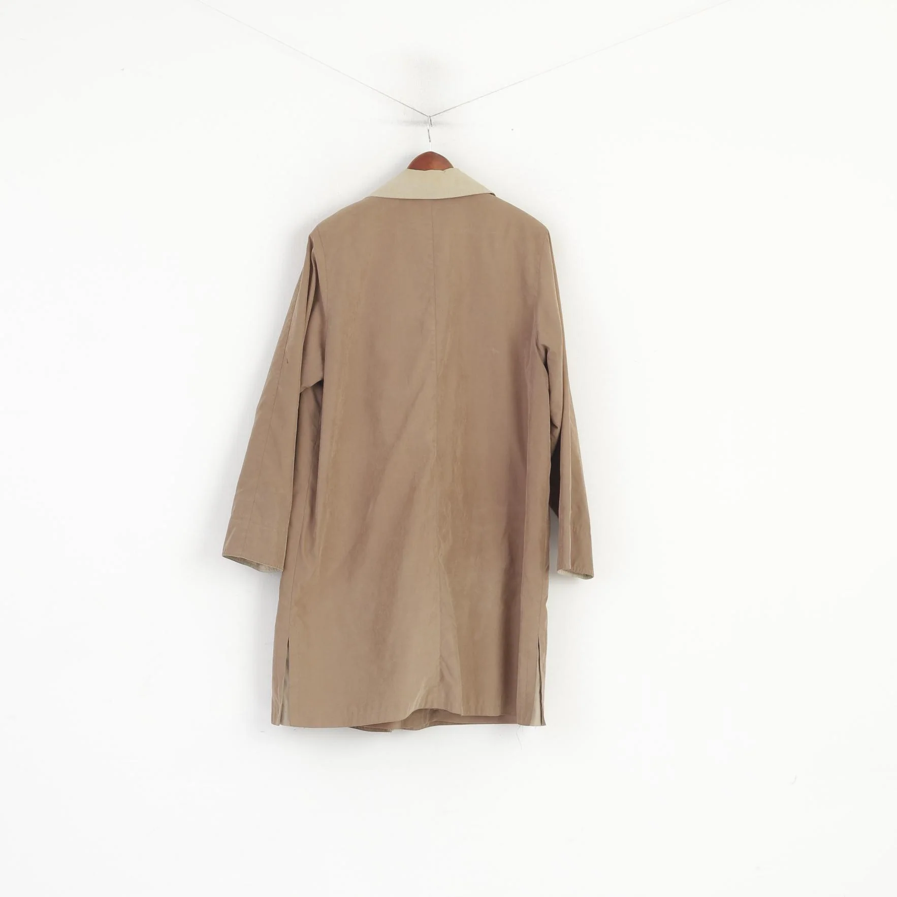Finn-Flare Collection Women 40 L Coat Taupe Zip Up Shoulder Pads Retro Single Breasted Top - Image 9