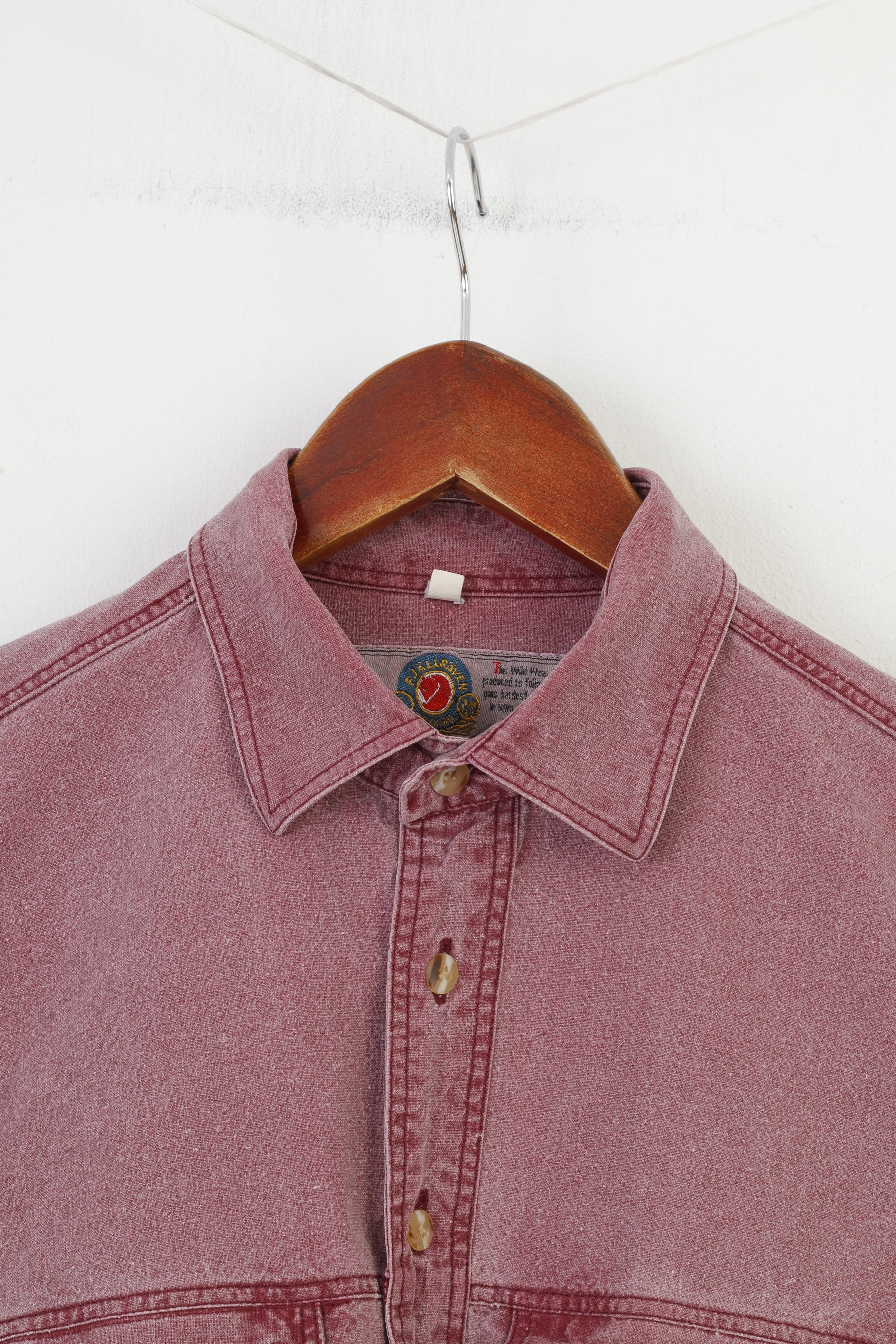Fjällräven Men 37/38 S Casual Shirt Red Vintage 90s Long Sleeve Long Sleeve Jeans Top - Image 2