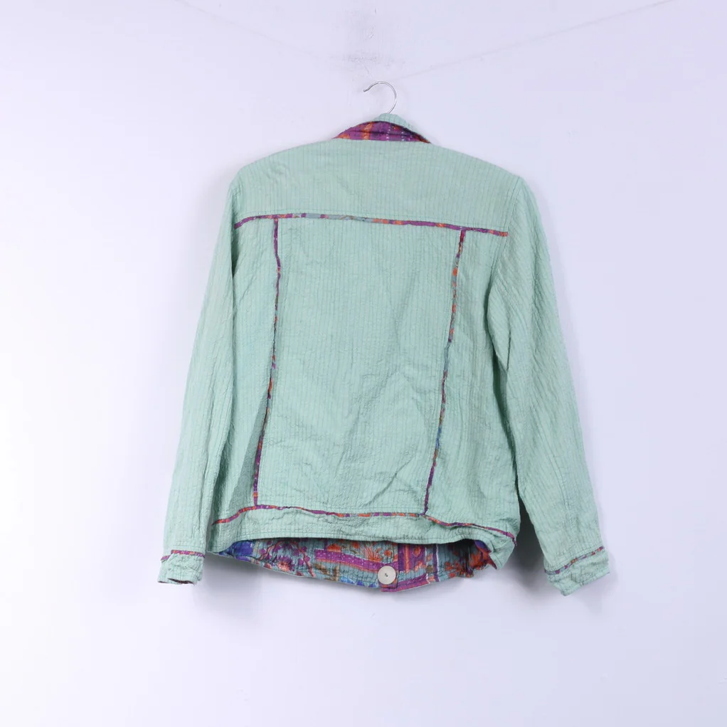 Flashback Womens L Jacket Double Sided Floral Turquoise/Pink Country Embroidered Top - Image 5