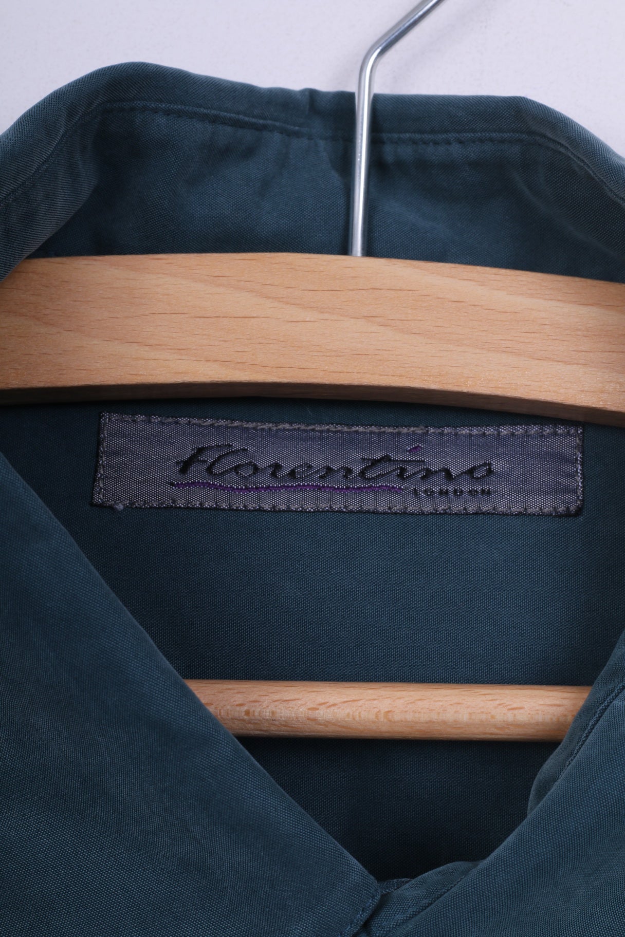 Florentino London Mens M Casual Shirt Dark Green Long Sleeve Vintage - Image 4