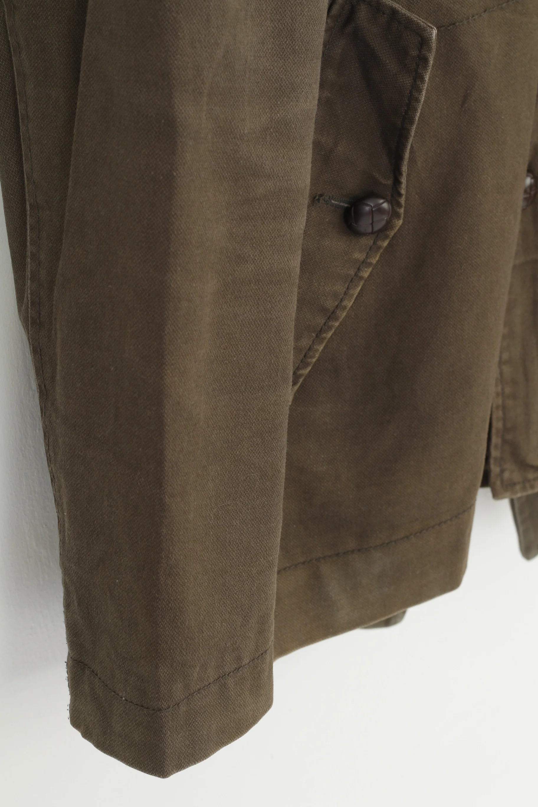 Fly53 Men L Jacket Parka Hood Cotton Green Full Zipper Vintage Cotton Pockets Top - Image 2