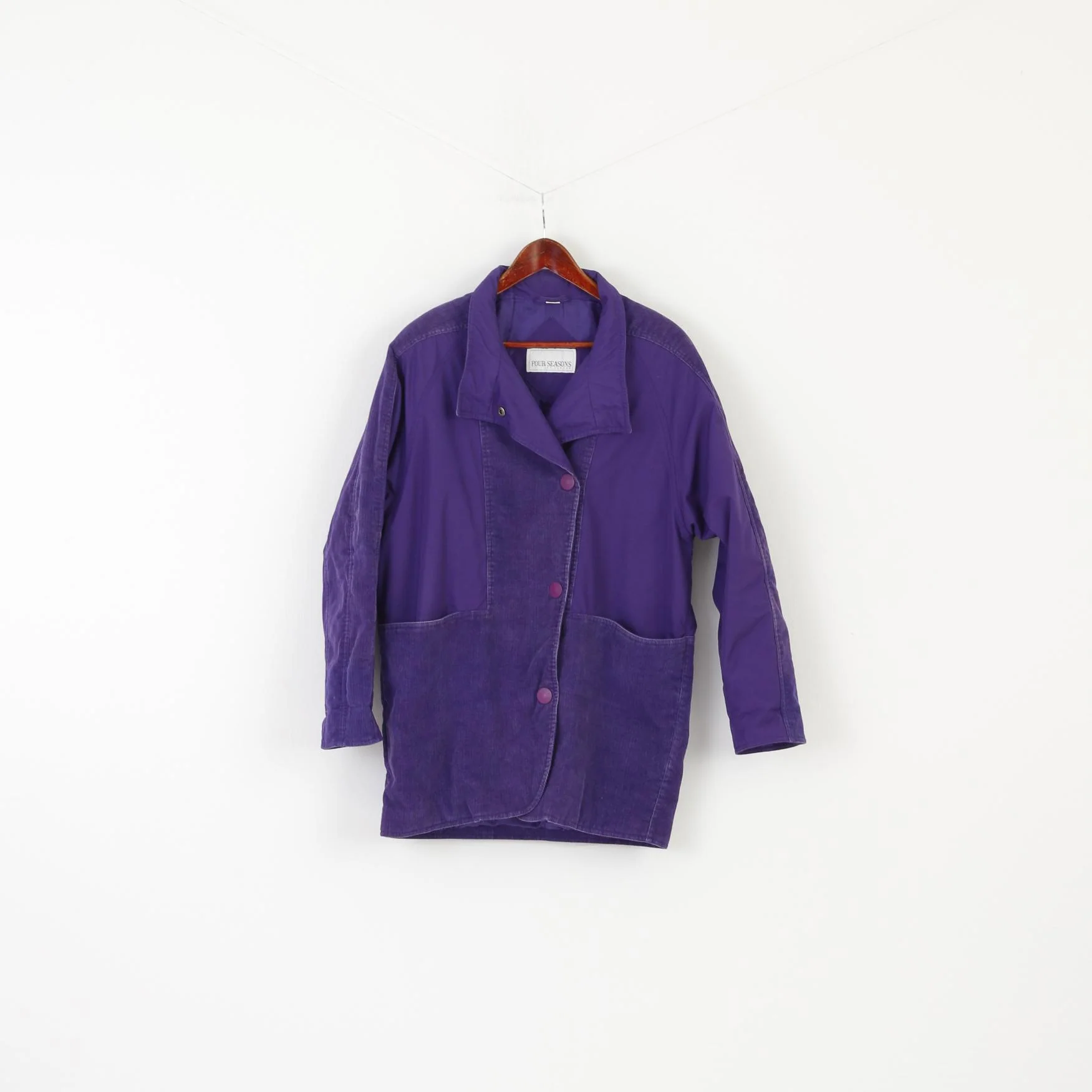 Four Seasons Of London Women 10 38 M Jacket Purple Cotton Padded Shoulder Pads Top