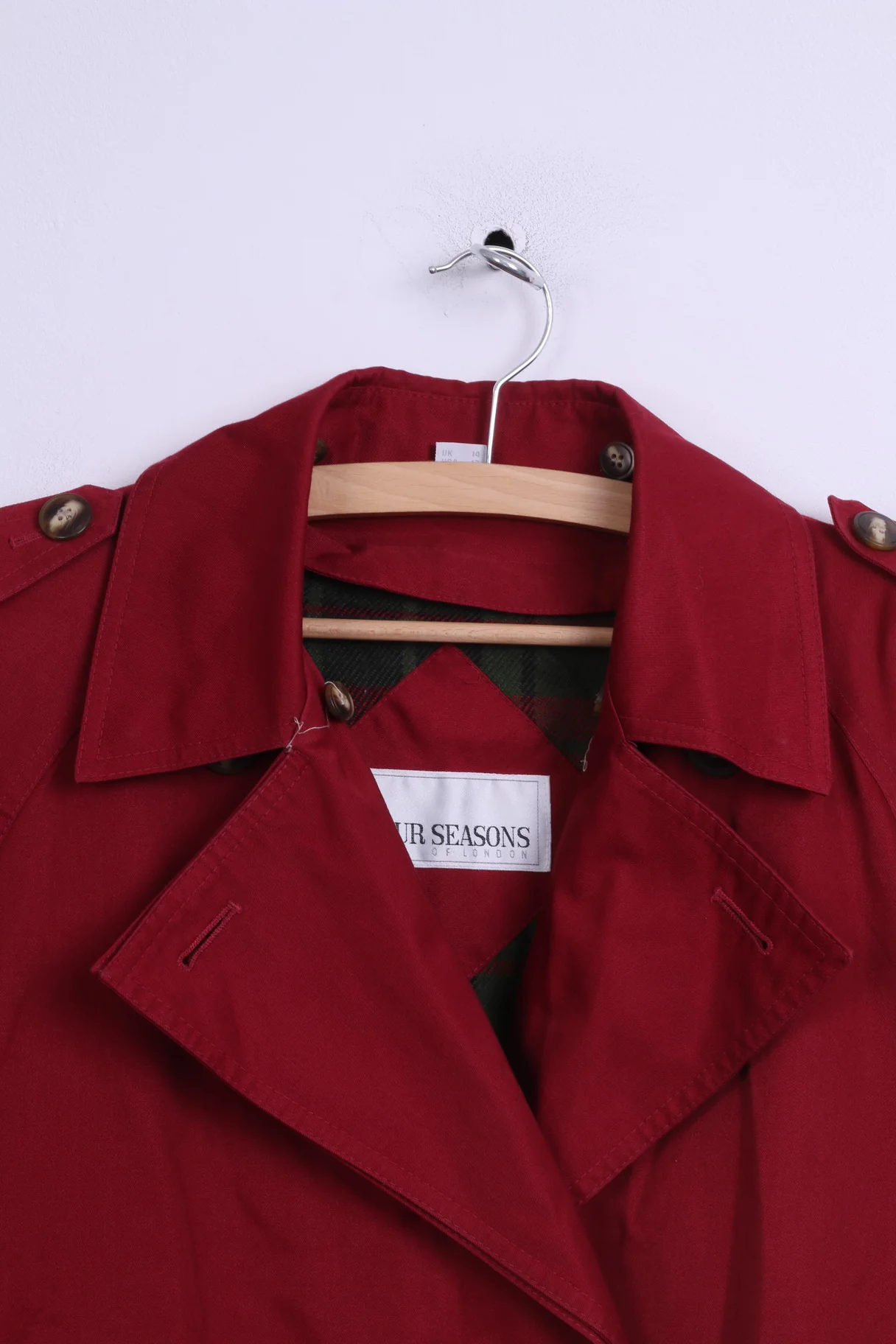 Four Seasons of London Womens 14 XL Coat Trench Red Double Breasted - Image 2
