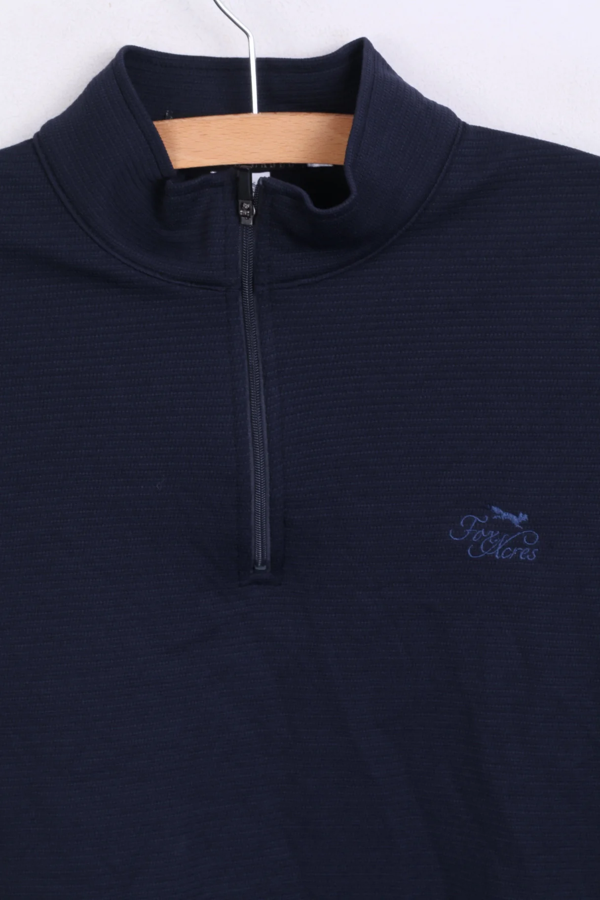 Fox Acres Womens S Shirt Nylon Long Sleeve Navy Zip Neck Stand Up Collar - Image 2