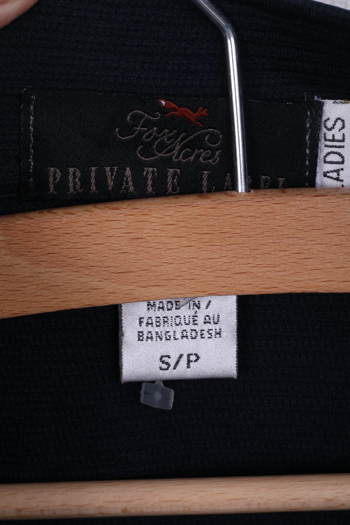 Fox Acres Womens S Shirt Nylon Long Sleeve Navy Zip Neck Stand Up Collar - Image 3