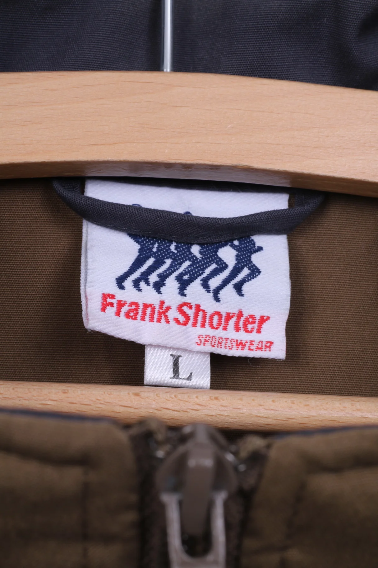 Frank Shorter Mens L Jacket Lightweight Full Zipper Khaki Sportswear Raglan Sleeve Two Pocket - Image 4