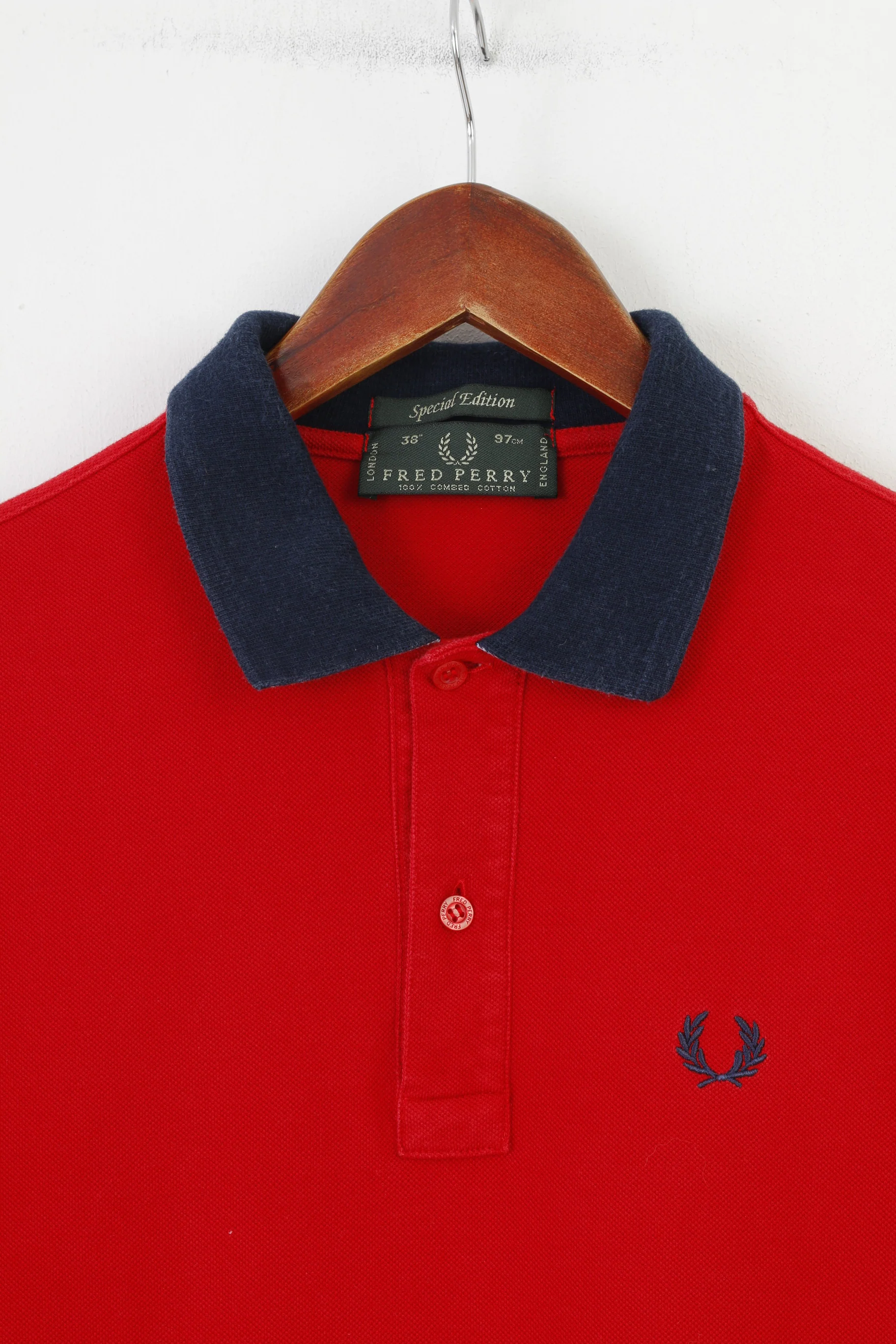 Fred Perry Men 38 (M) Polo Shirt Red Short Sleeve Special Edition Cotton Collar England Top - Image 3