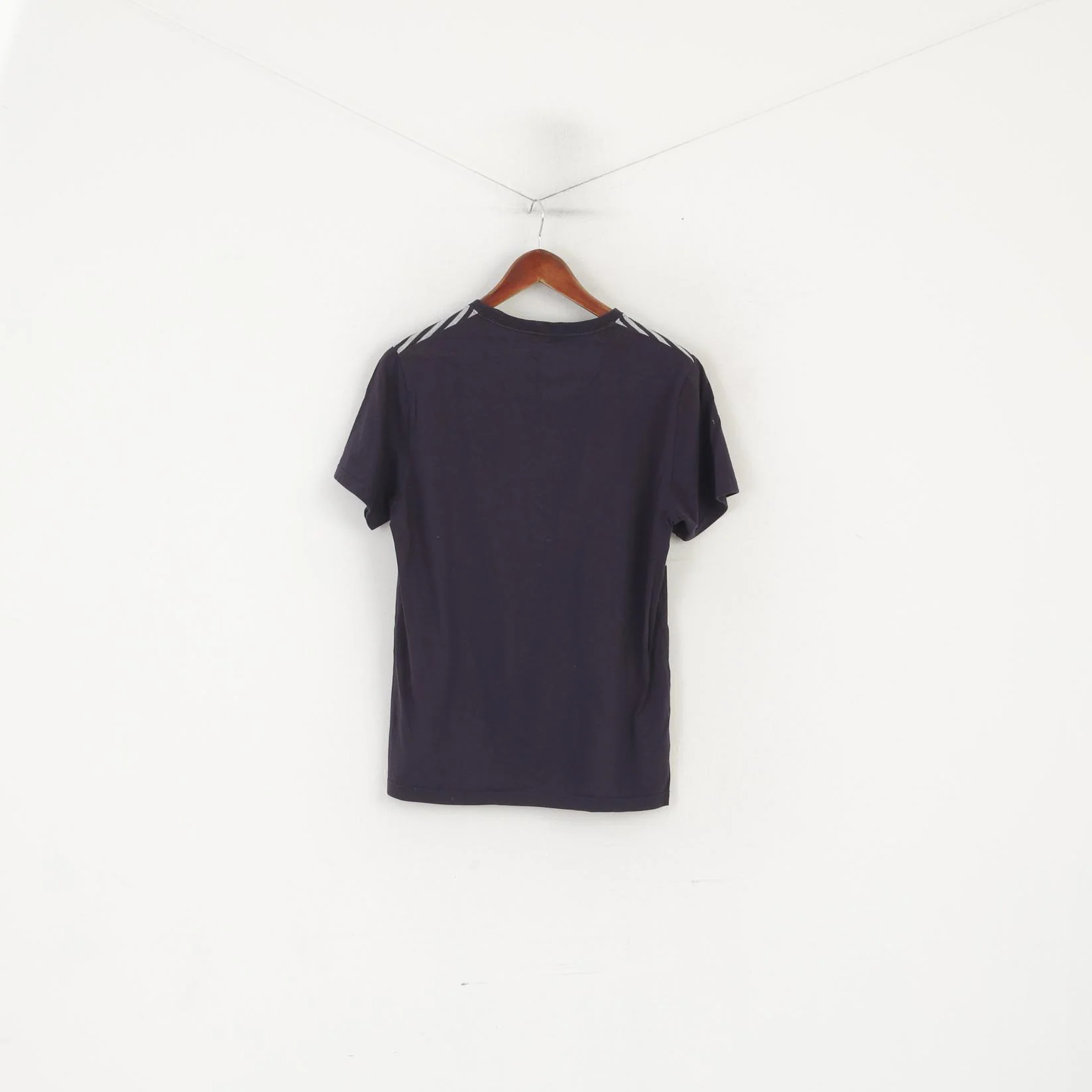 Fred Perry Men M (S) Shirt Navy Cotton Striped Pocket Classic Crew Neck Marine Top - Image 7