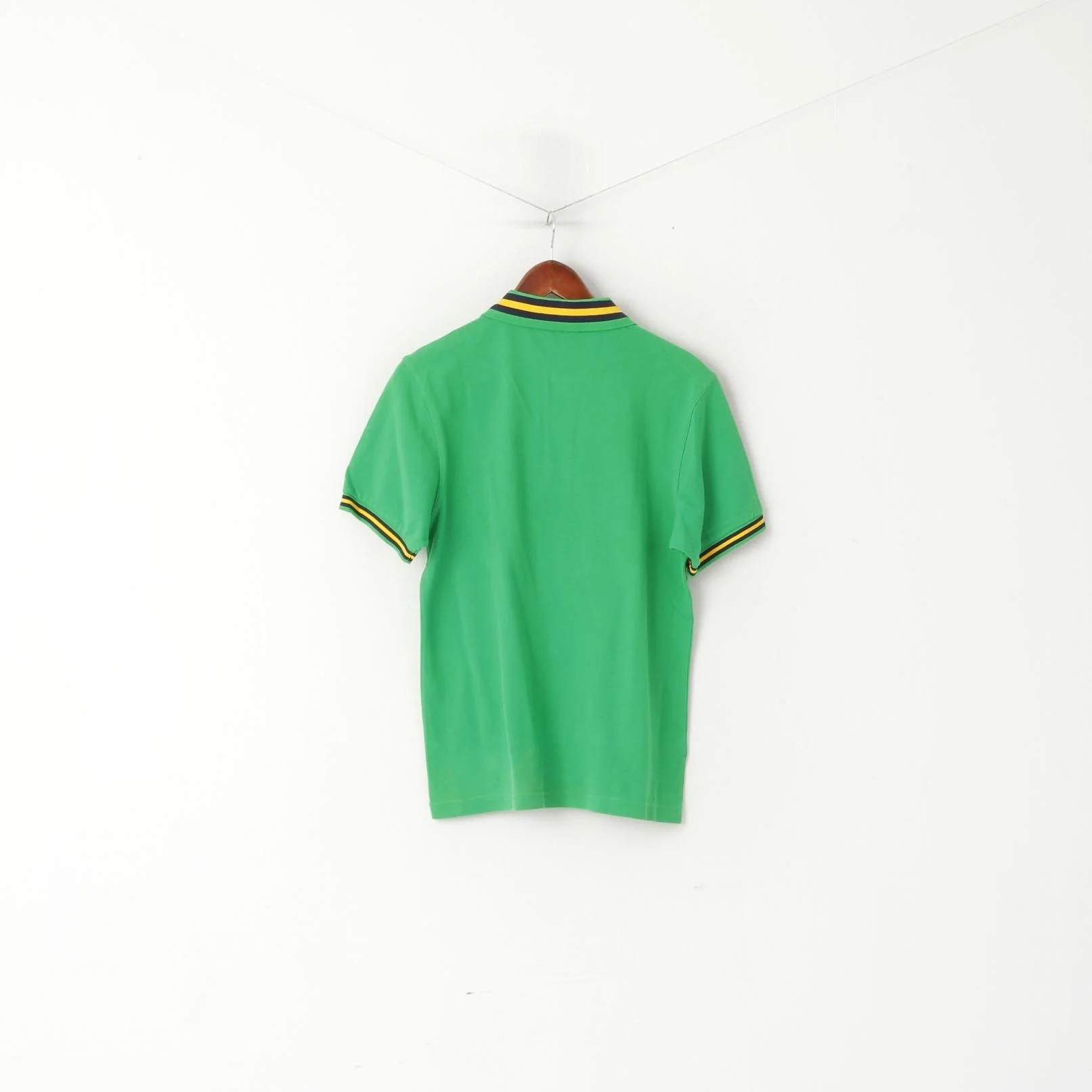 Fred Perry Men S Polo Shirt Green Cotton Pique Striped Collar Classic Top - Image 6