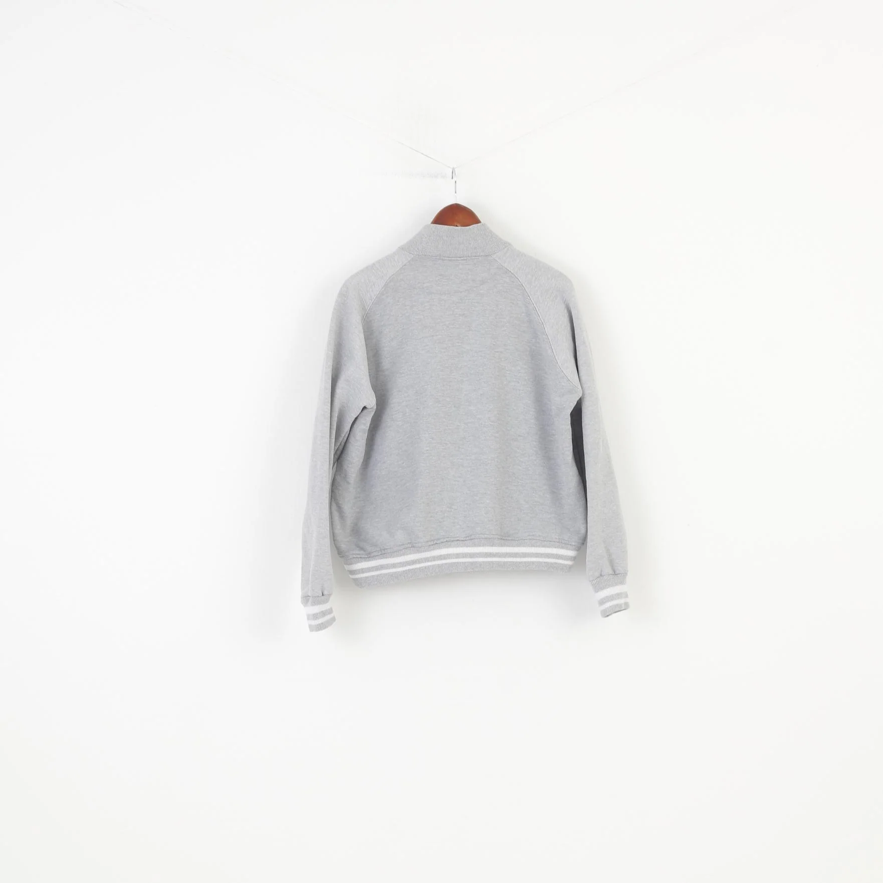 Fred Perry Men XXL Sweatshirt England Grey Cotton Full Zippper Collar Long Sleeve Sport Top - Image 7