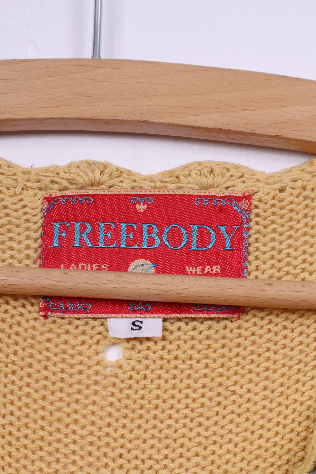 Freebody Womens S Sweater Knitwear Yellow Top Short Sleeve - Image 4