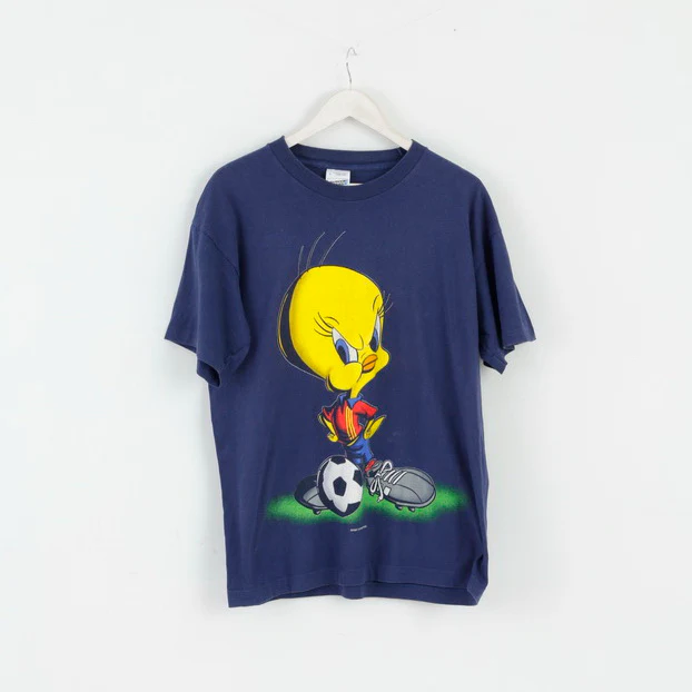 Fruit Of The Loom Mens L T-Shirt Navy Cotton Graphic Tweety Warner Bros 1997 - Image 2