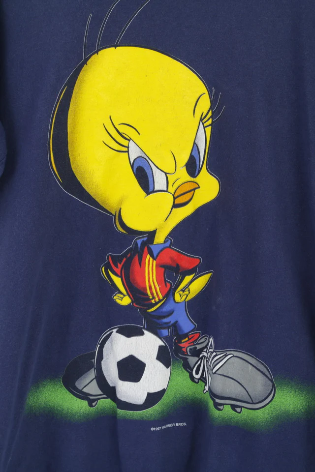 Fruit Of The Loom Mens L T-Shirt Navy Cotton Graphic Tweety Warner Bros 1997 - Image 4