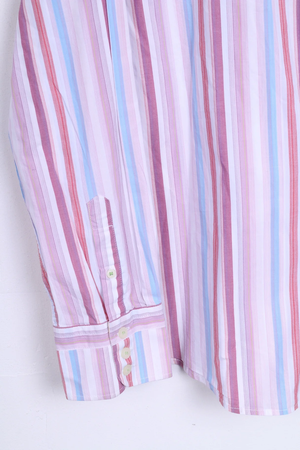 FULLCIRCLE Mens XL Casual Shirt Pink Striped Cotton Standard - Image 2