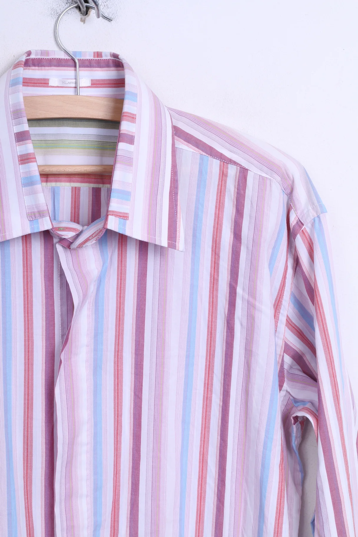 FULLCIRCLE Mens XL Casual Shirt Pink Striped Cotton Standard - Image 3