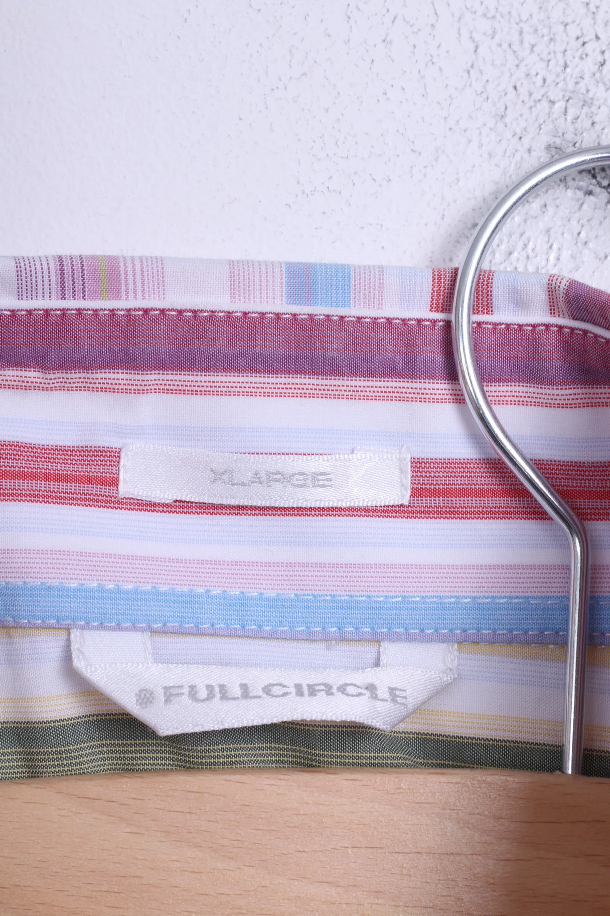 FULLCIRCLE Mens XL Casual Shirt Pink Striped Cotton Standard - Image 4