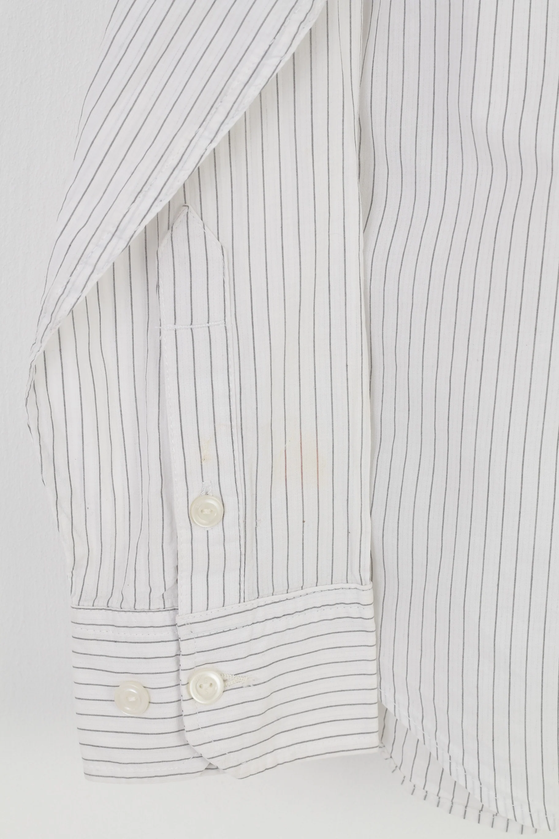 G-Star Men L Casual Shirt Striped White Long Sleeve Cotton Elegant Top - Image 3