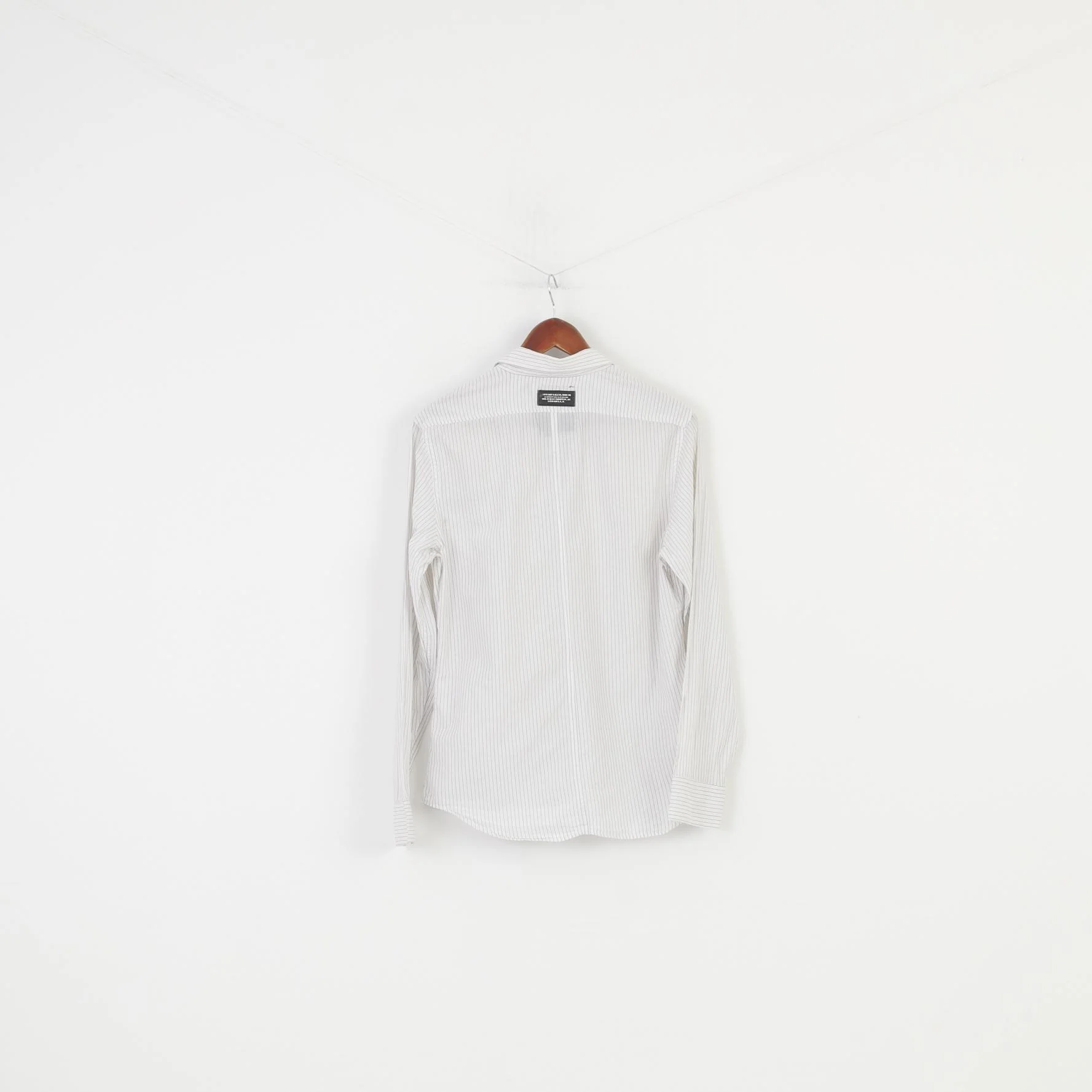G-Star Men L Casual Shirt Striped White Long Sleeve Cotton Elegant Top - Image 5