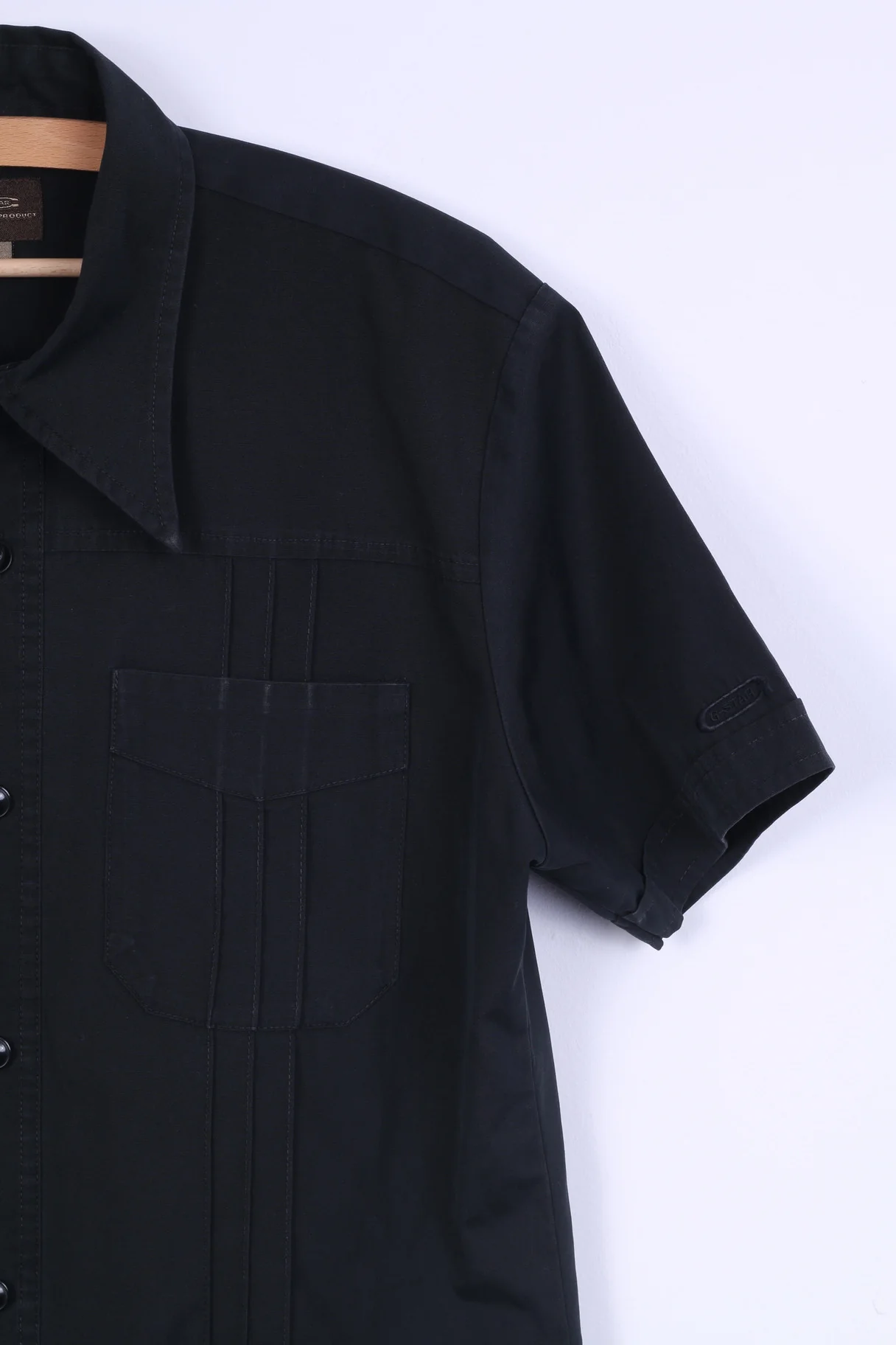 G-Star Mens L Casual Shirt Short Sleeve Black Cotton - Image 2