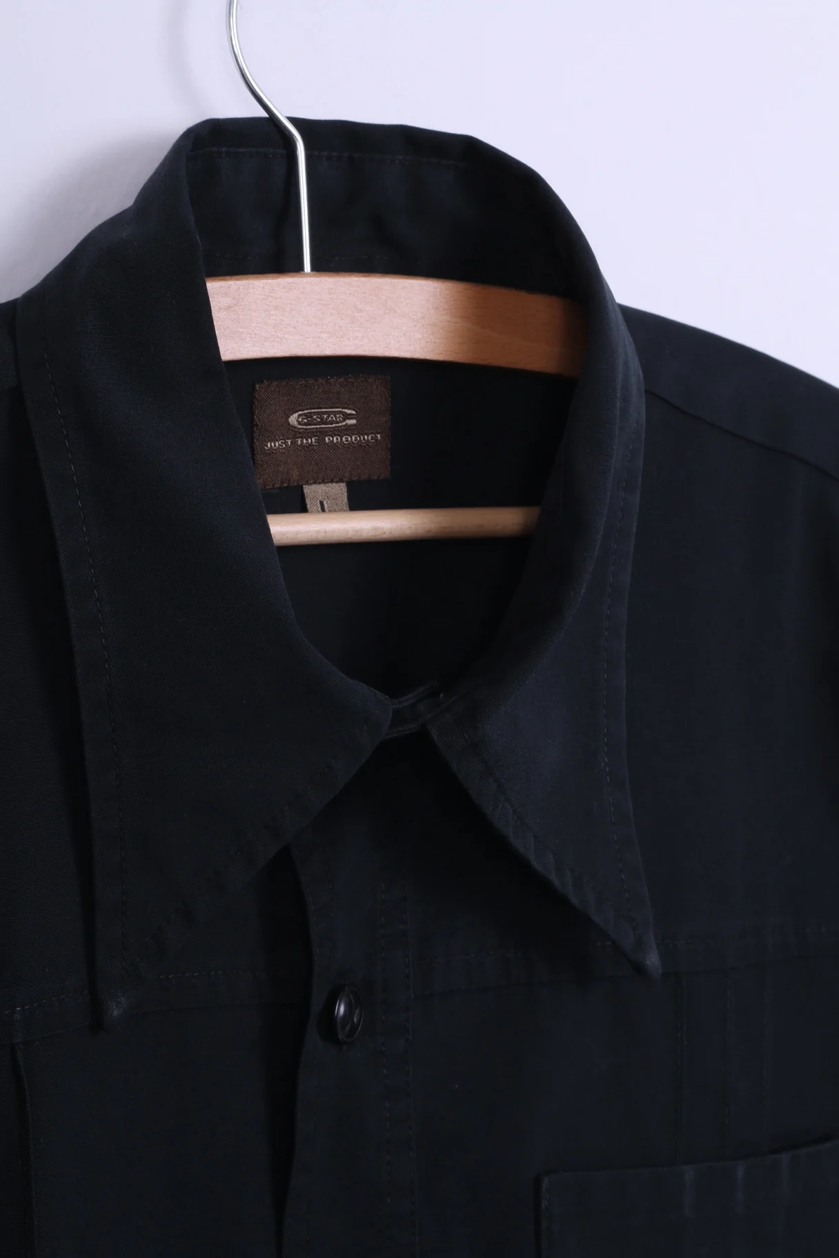 G-Star Mens L Casual Shirt Short Sleeve Black Cotton - Image 4