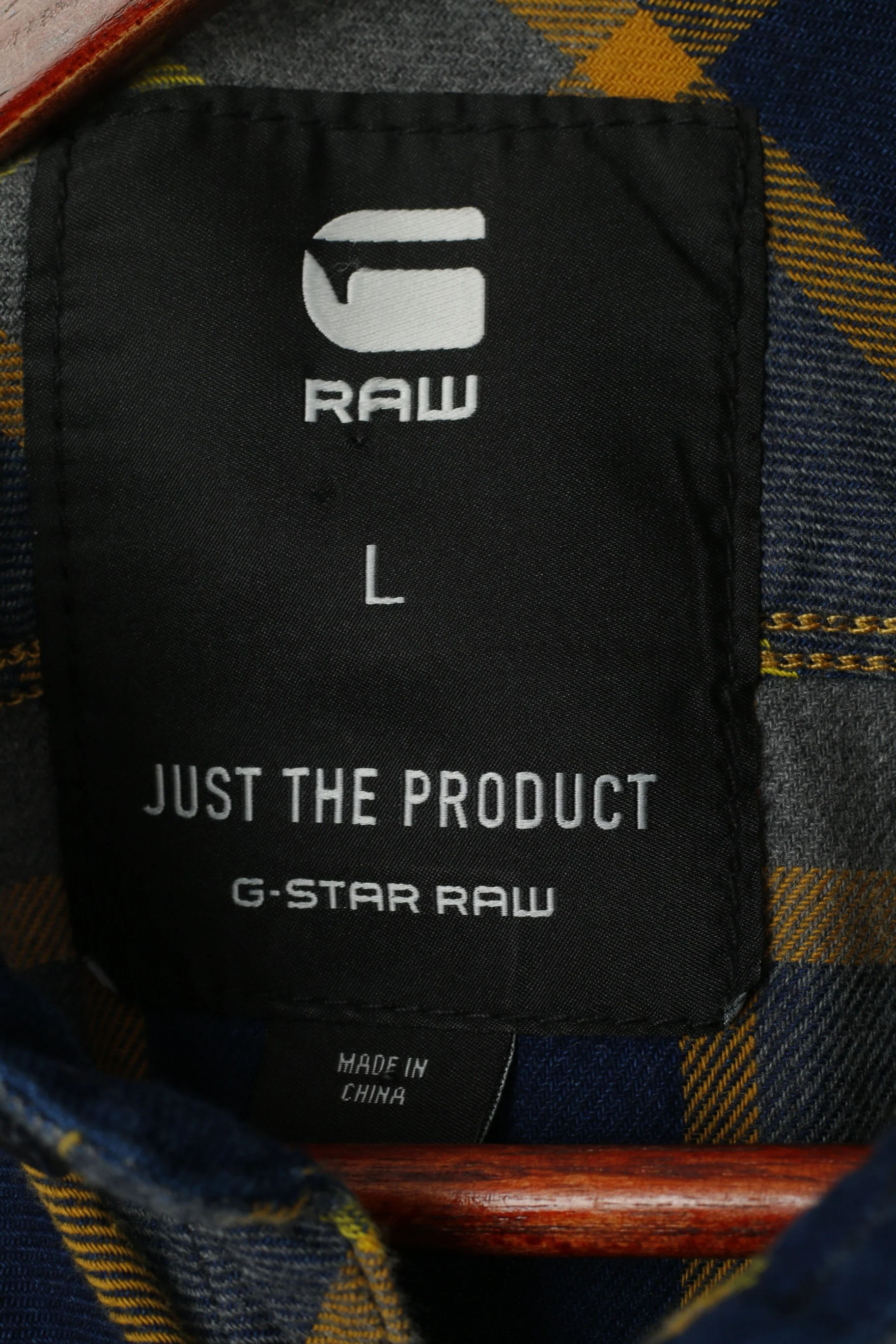 G-STAR RAW Men L Casual Shirt Navy Check Cotton Arc 3D Long Sleeve Top - Image 5