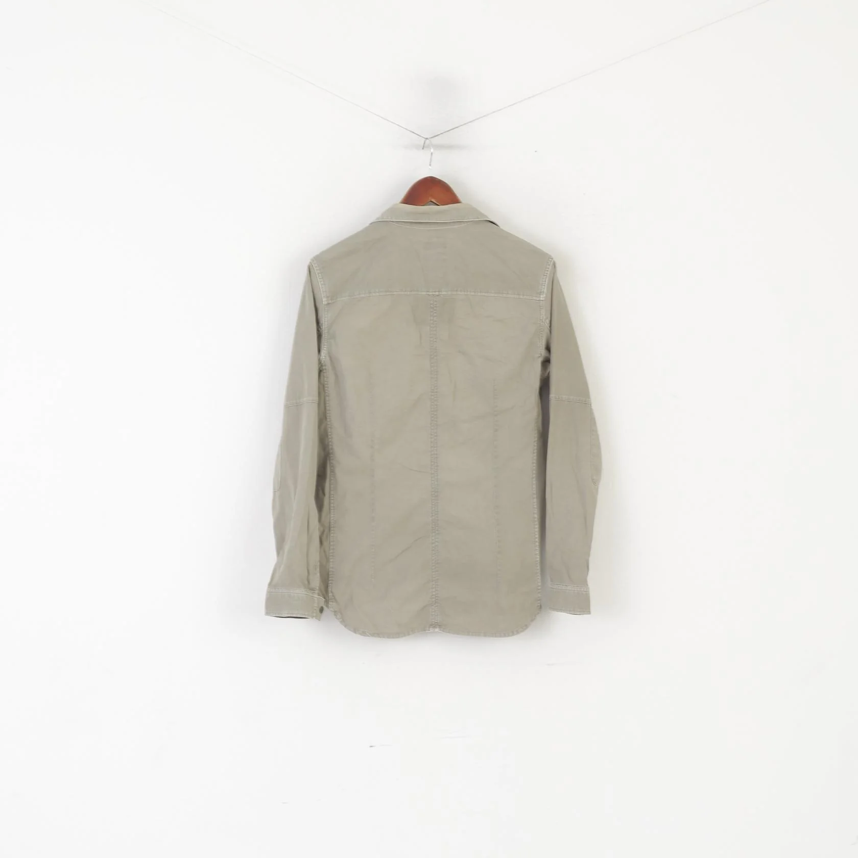 G-Star Raw Men M Casual Shirt Khaki Cotton Military Snap Pockets Cargo Line Top - Image 8