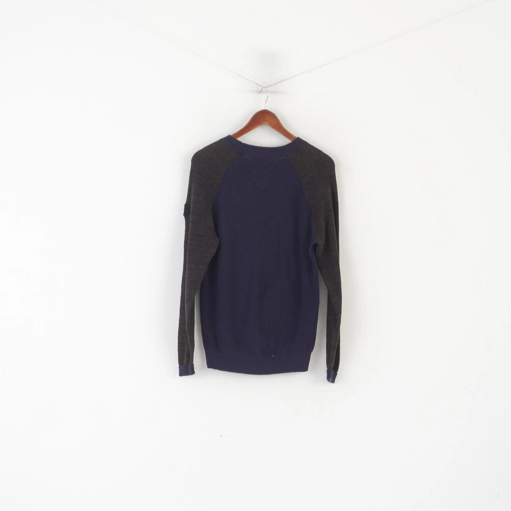 G-Star Raw Men M Jumper Navy Cotton Core Raglan Knit Crew Neck Classic Sweater - Image 8