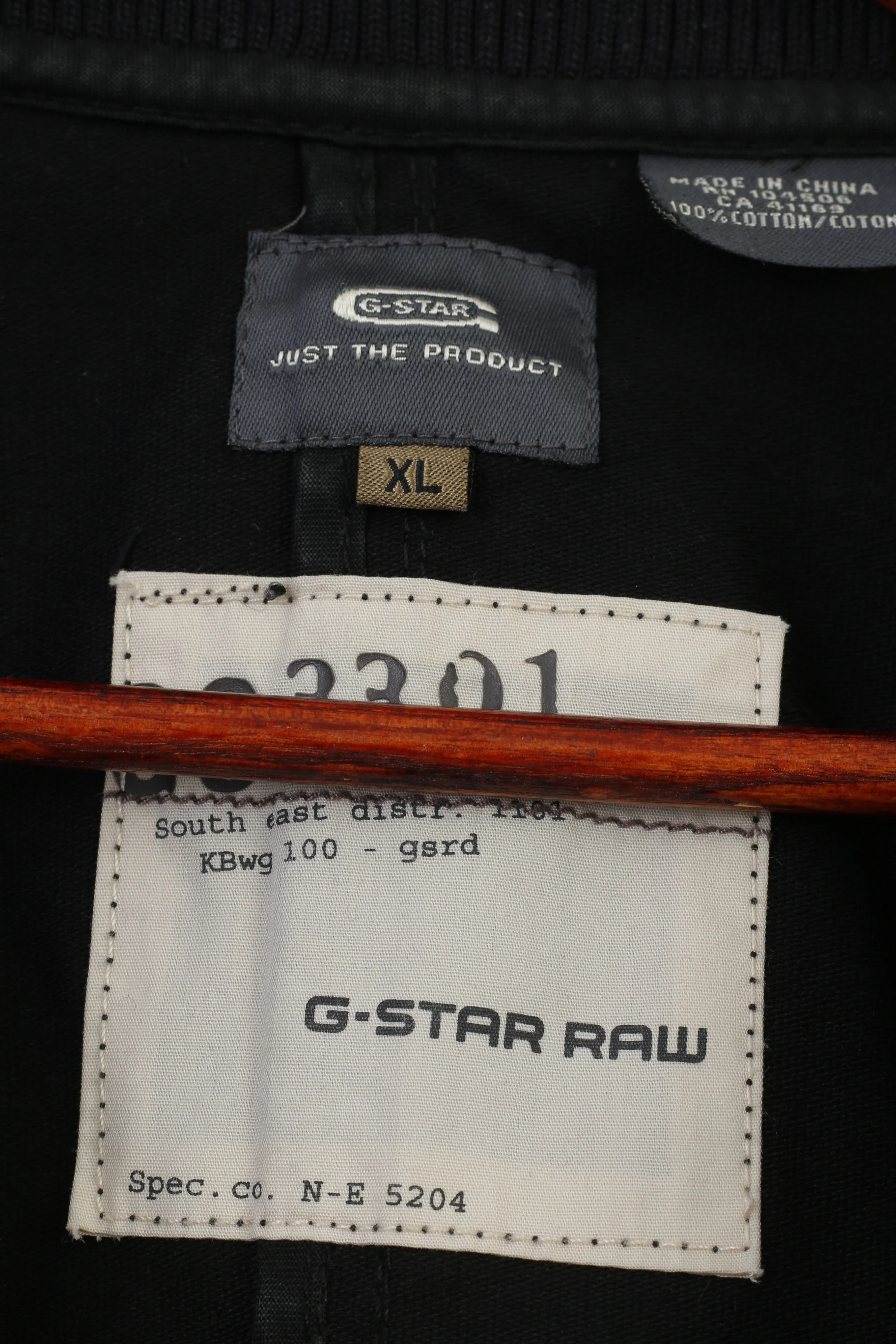 G-Star Raw Men XL Jacket Black Cotton Full Zipper Bottoms Collar Pockets Top - Image 6