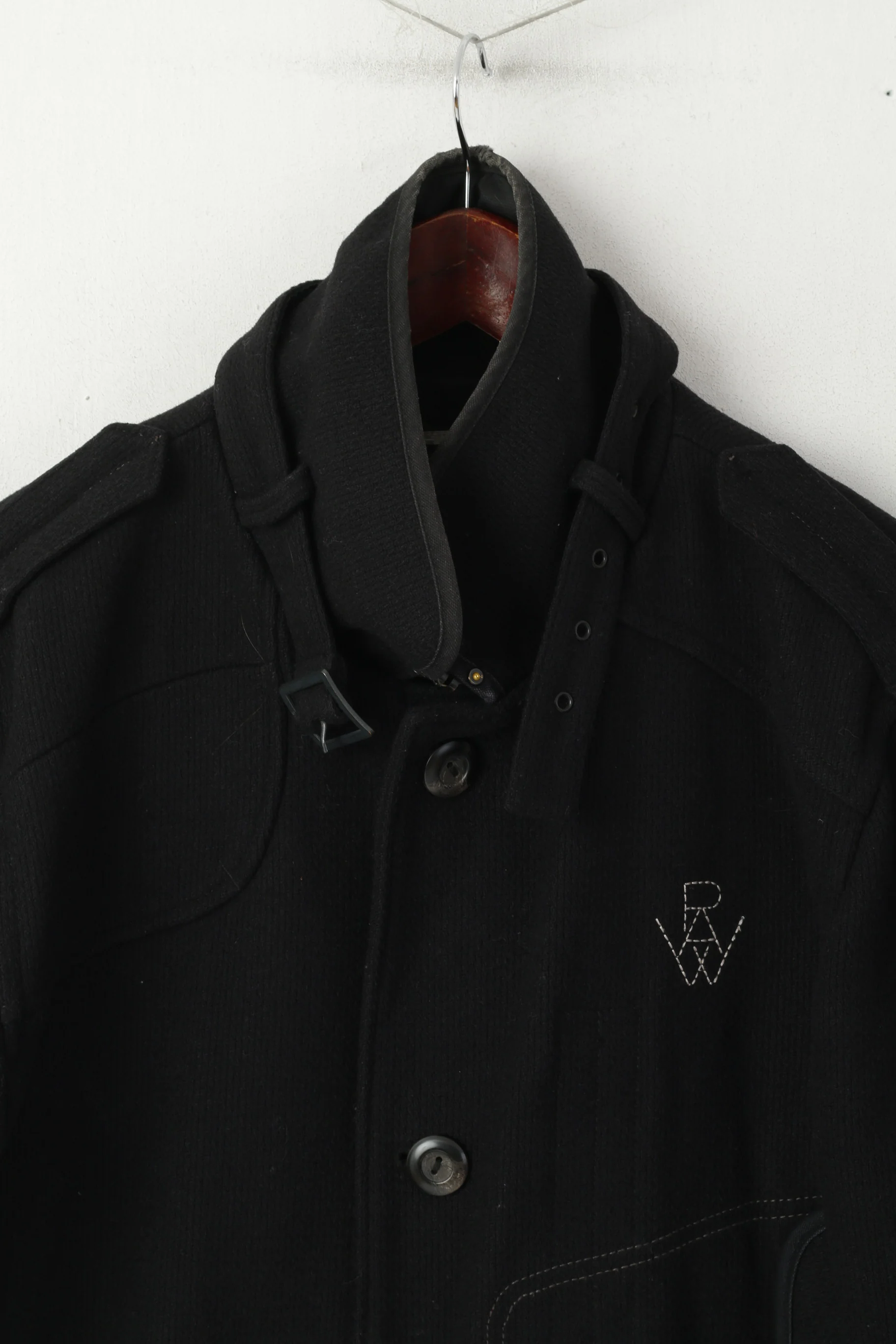 G-Star Raw Men XL (L) Coat Black Wool Nylon Casual Buttoned Decoy Garber Trench Top - Image 3