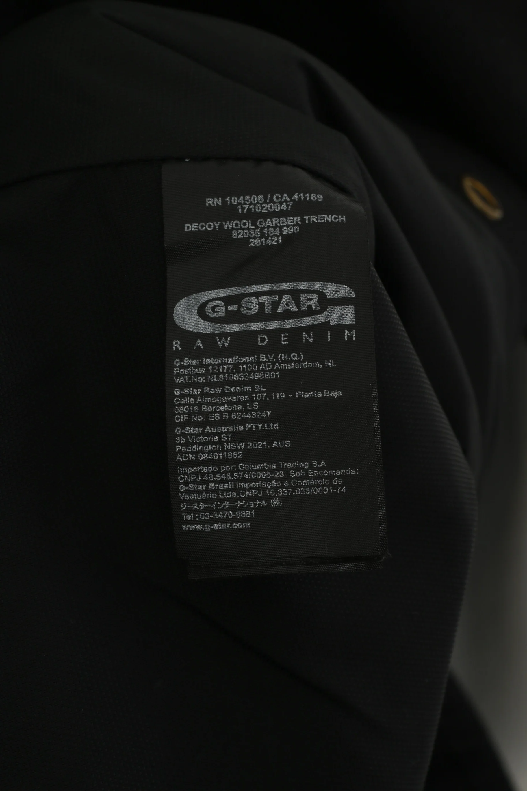 G-Star Raw Men XL (L) Coat Black Wool Nylon Casual Buttoned Decoy Garber Trench Top - Image 7