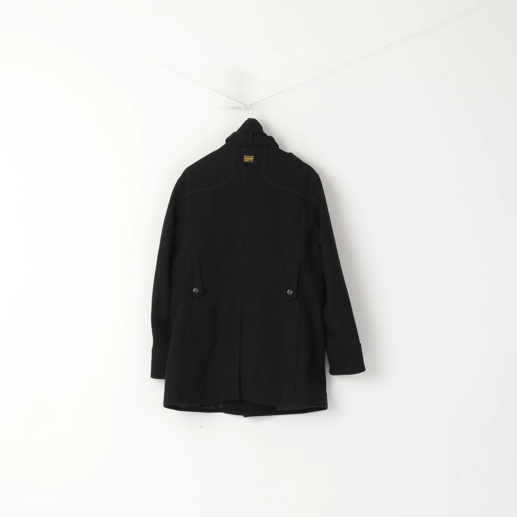 G-Star Raw Men XL (L) Coat Black Wool Nylon Casual Buttoned Decoy Garber Trench Top - Image 8